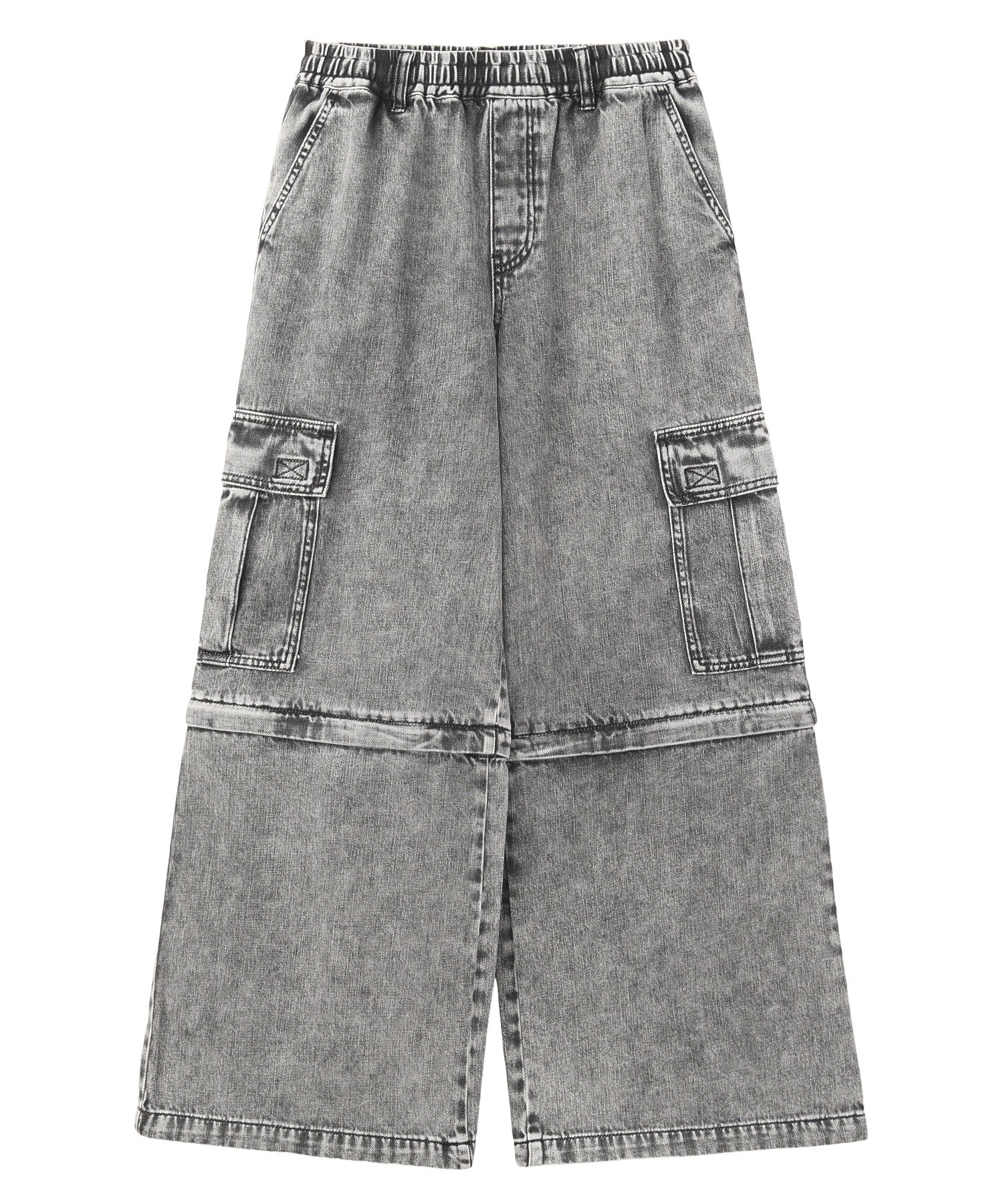 WASHED 2WAY WIDE LEG CARGO PANTS