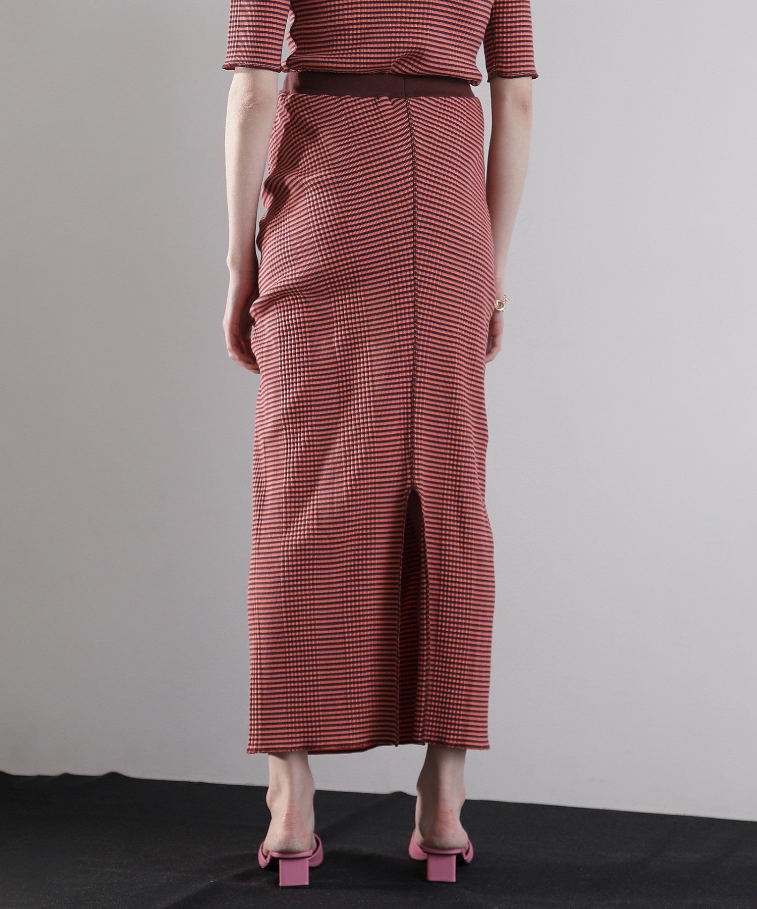 CREOLME/マルチボーダーシャーリングタイトスカート