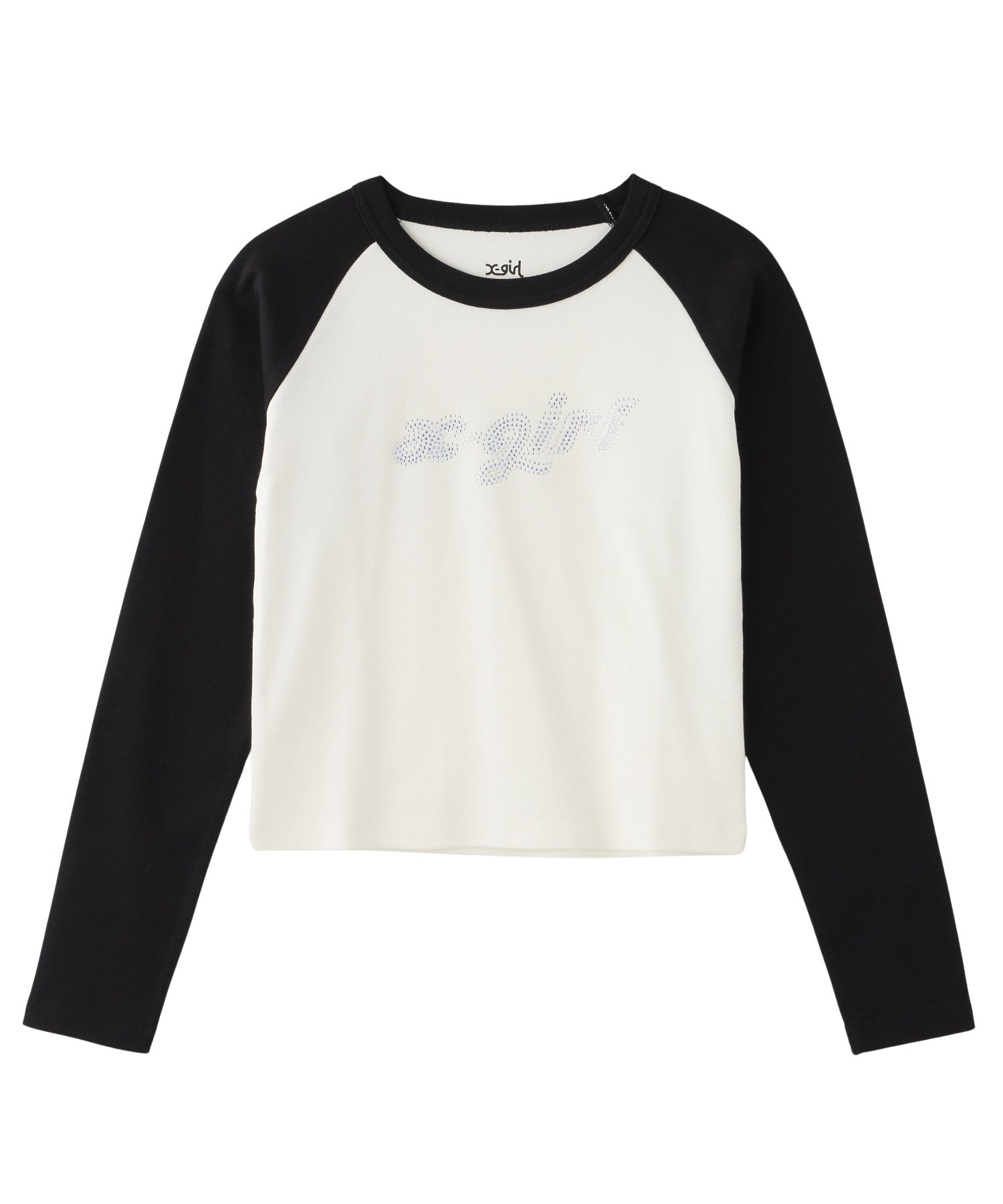 BI COLOR RHINESTONE LOGO RAGLAN L/S BABY TEE
