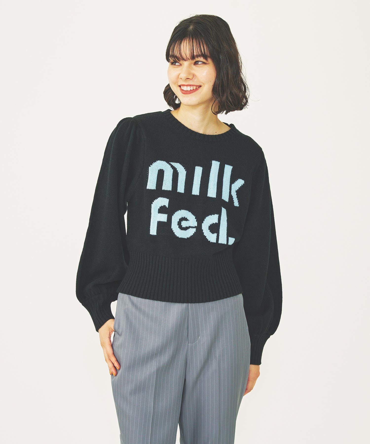 MILKFED LOGO KNIT TOP