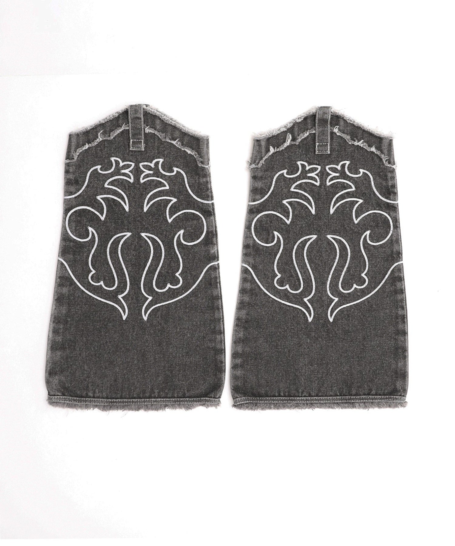 EMBROIDERED DENIM LEG WARMER