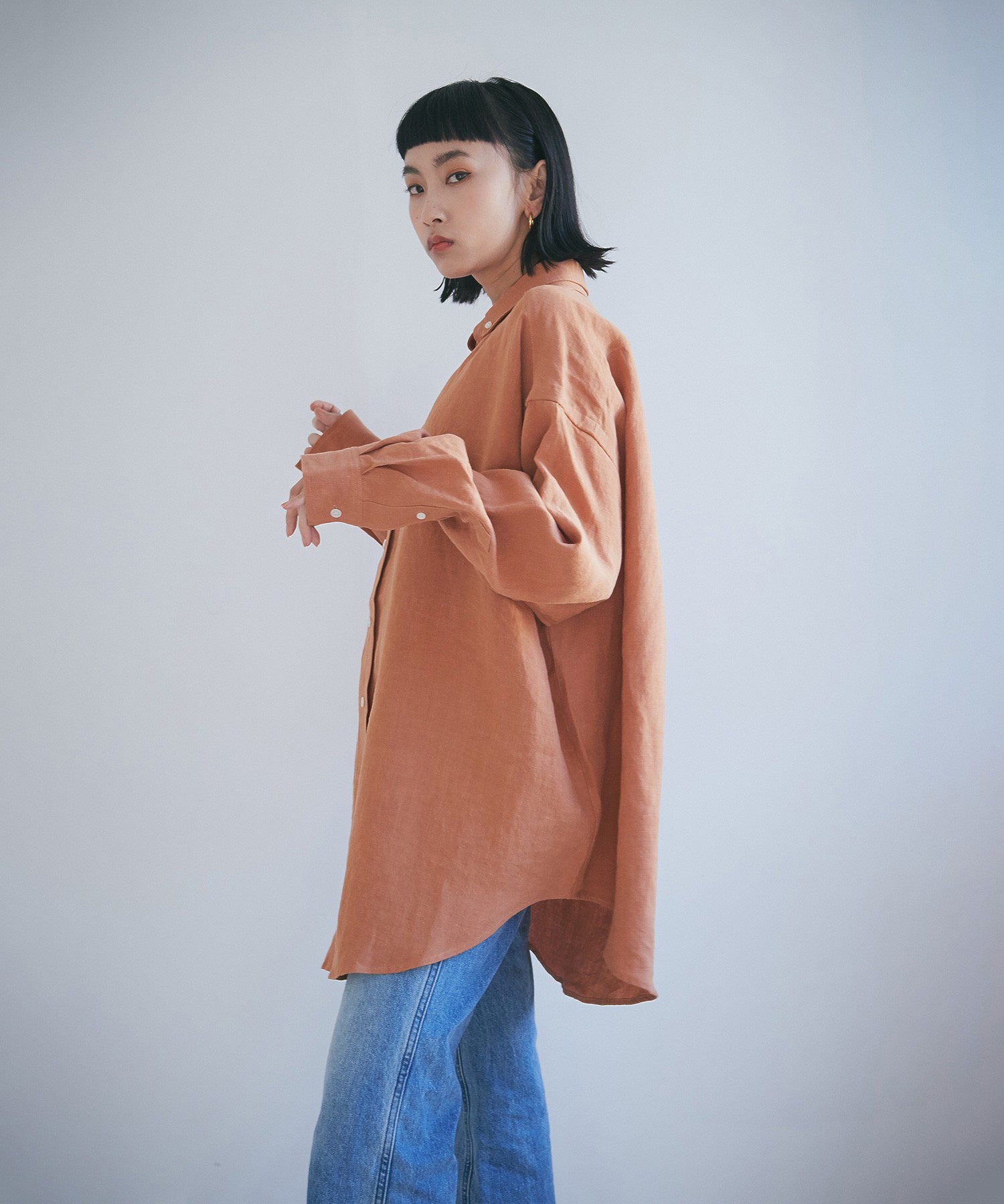 ボタンダウン ダブルネックシャツ