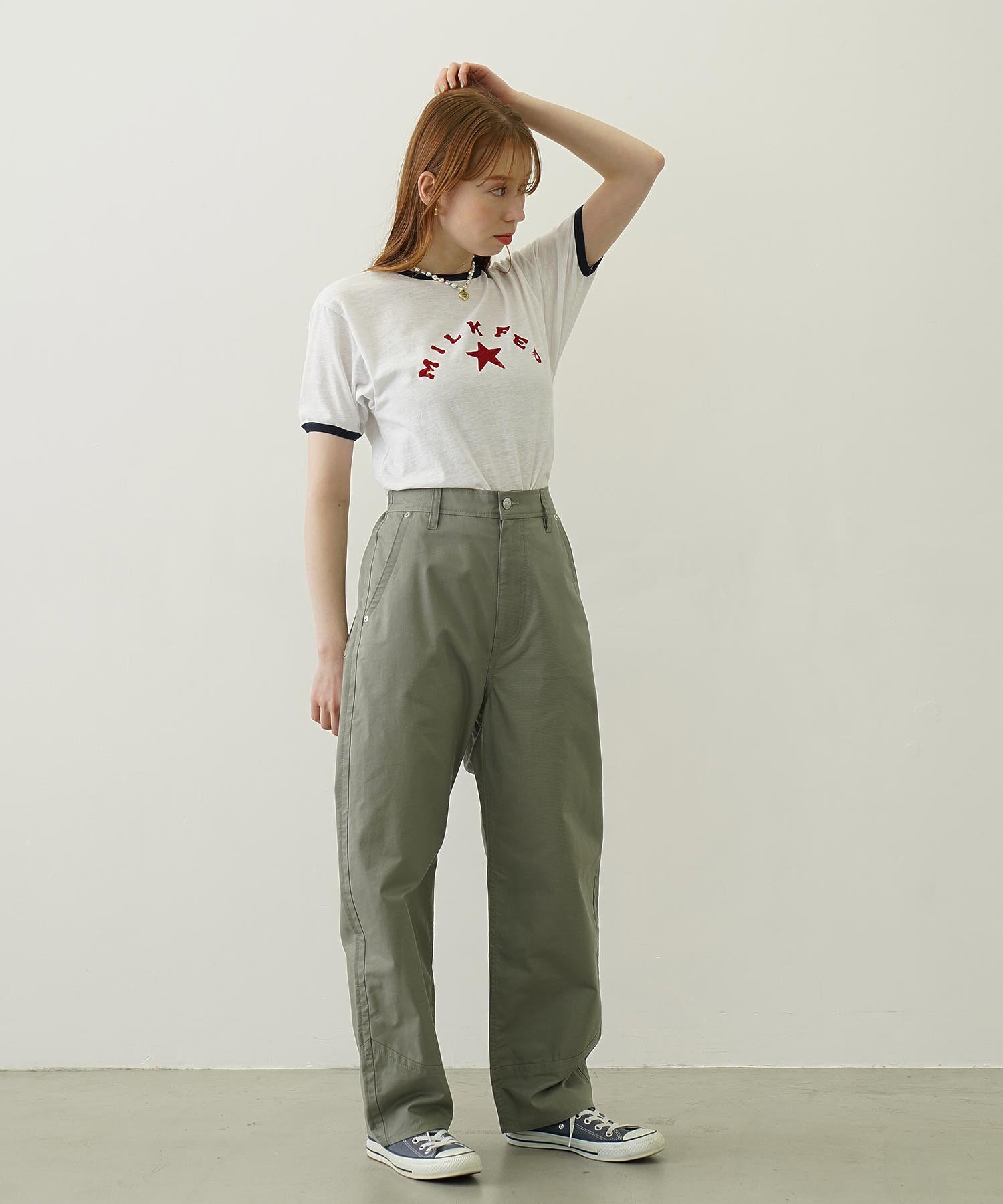 LOGO AND STAR FLOCKY PRINT RINGER TEE