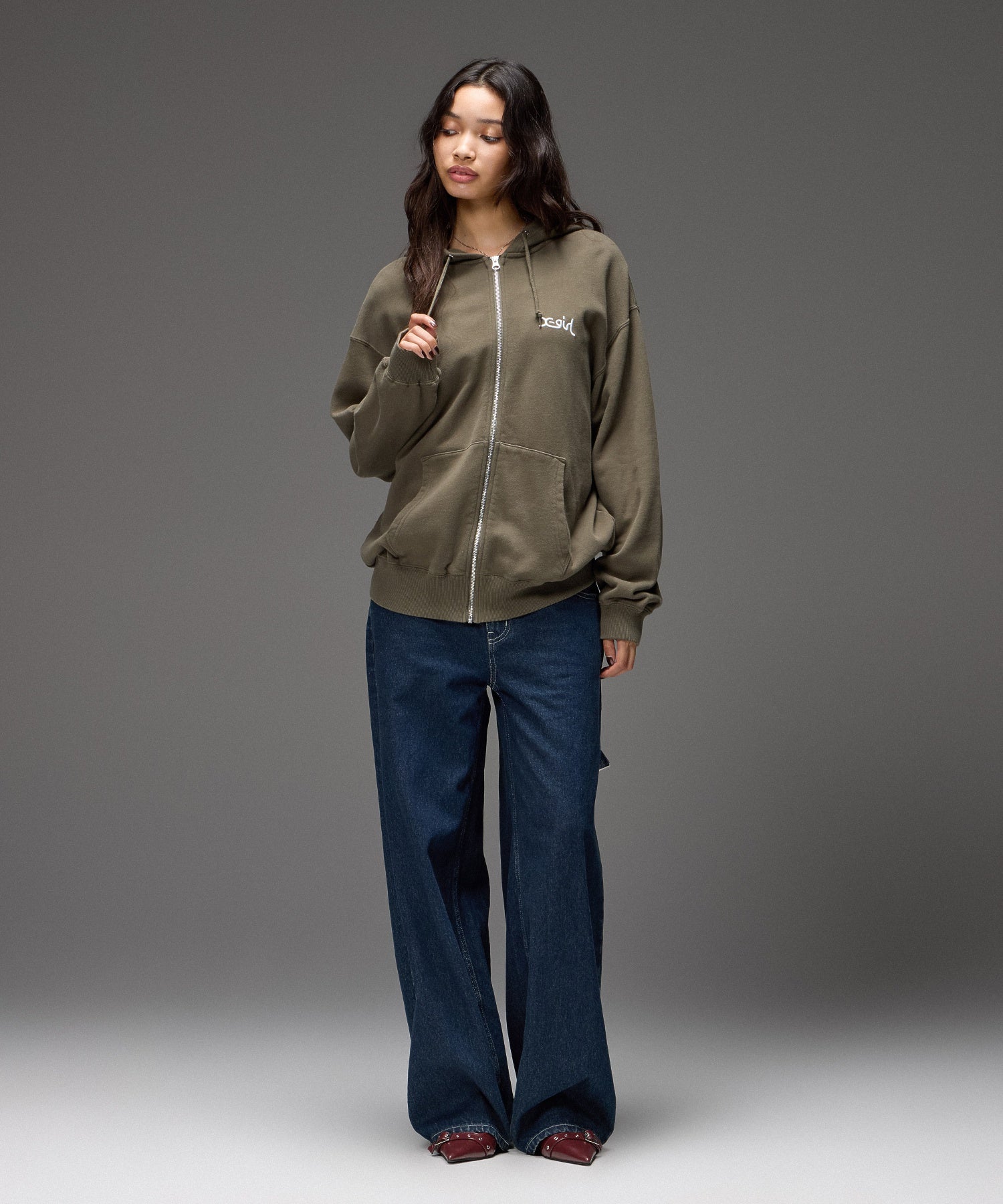 LOOP WITH BUCKLE WIDE LEG DENIM PANTS