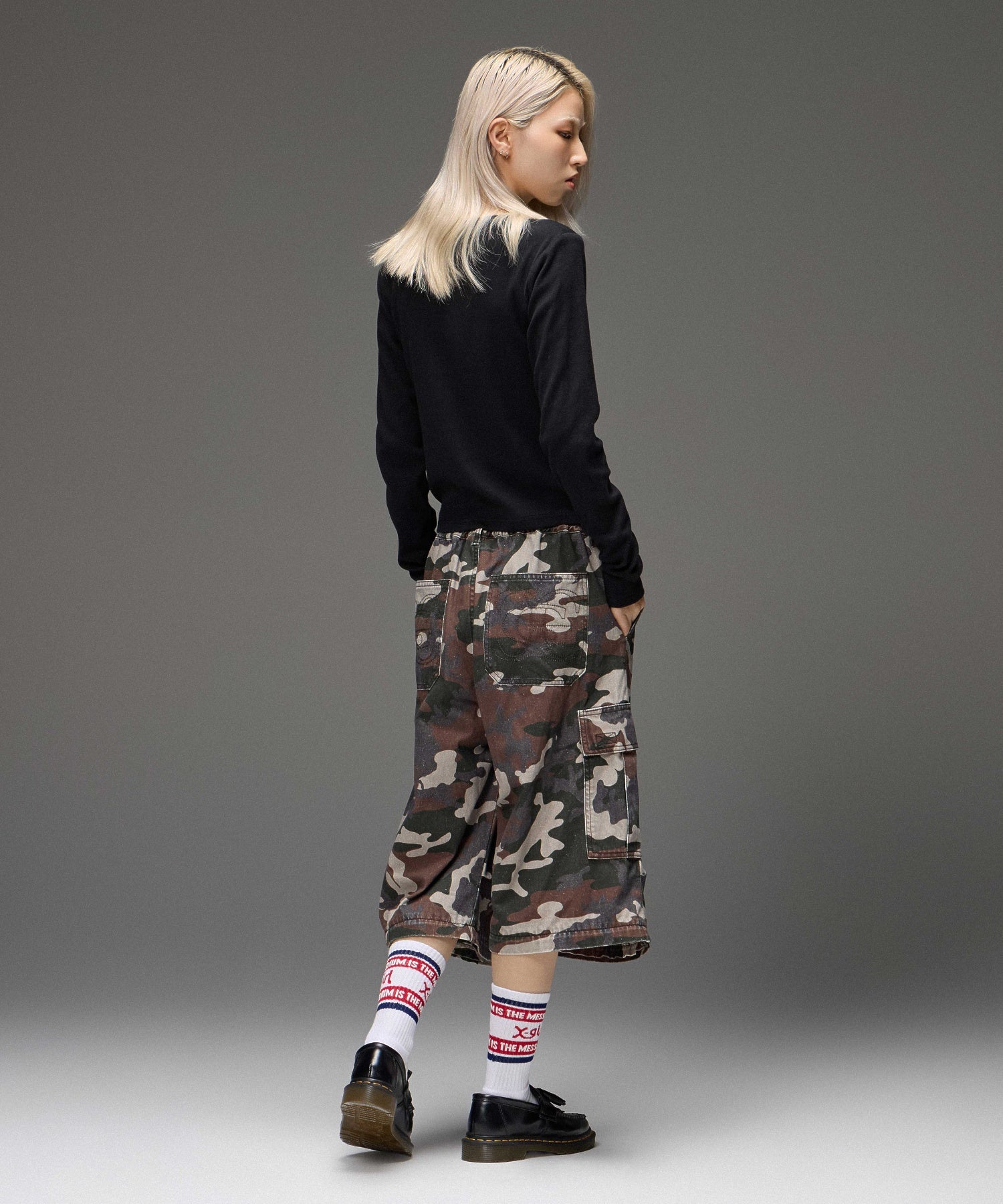JERSEY MIX 2WAY WIDE LEG CARGO PANTS