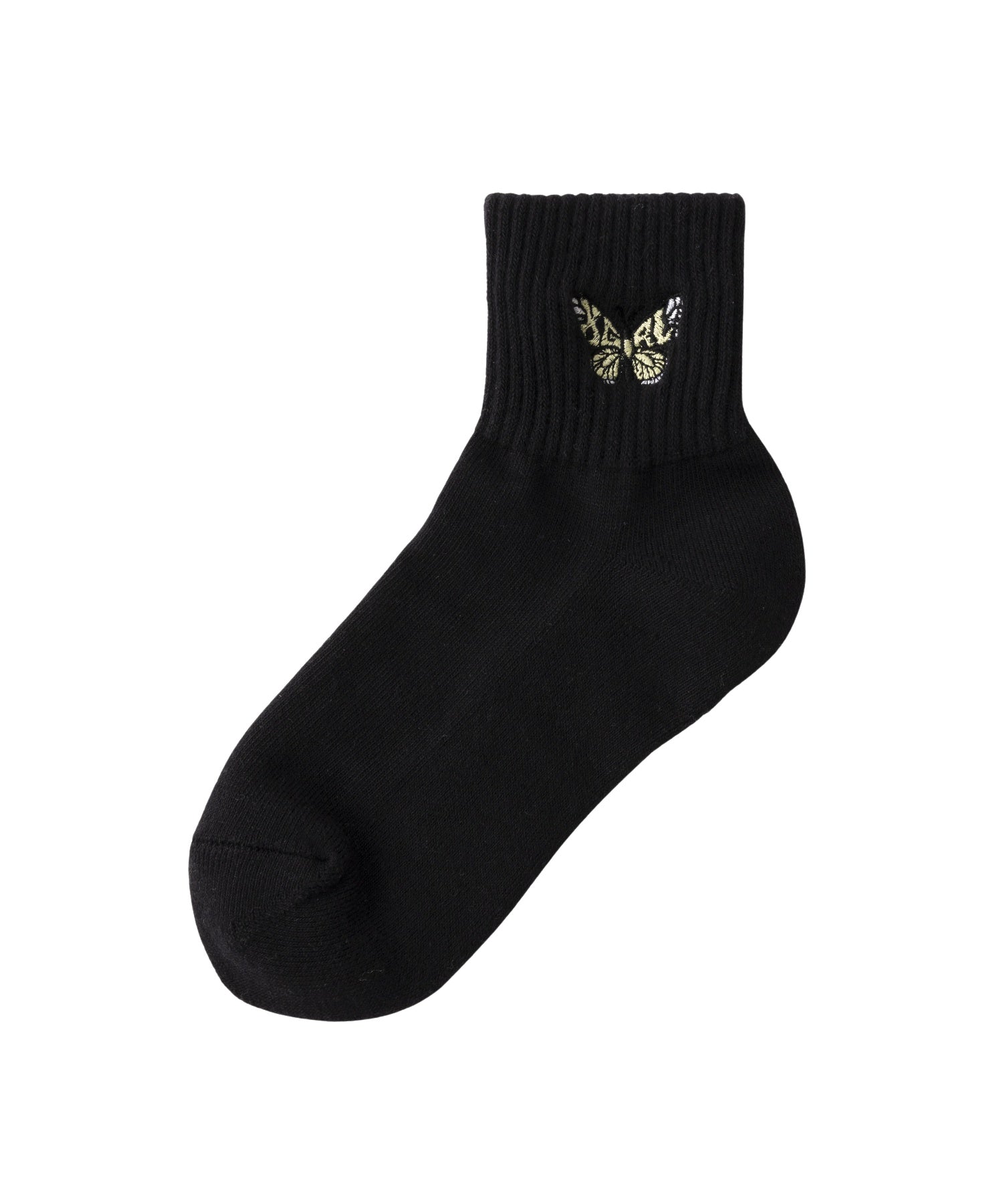 EMBROIDERED BUTTERFLY SHORT RIB SOCKS