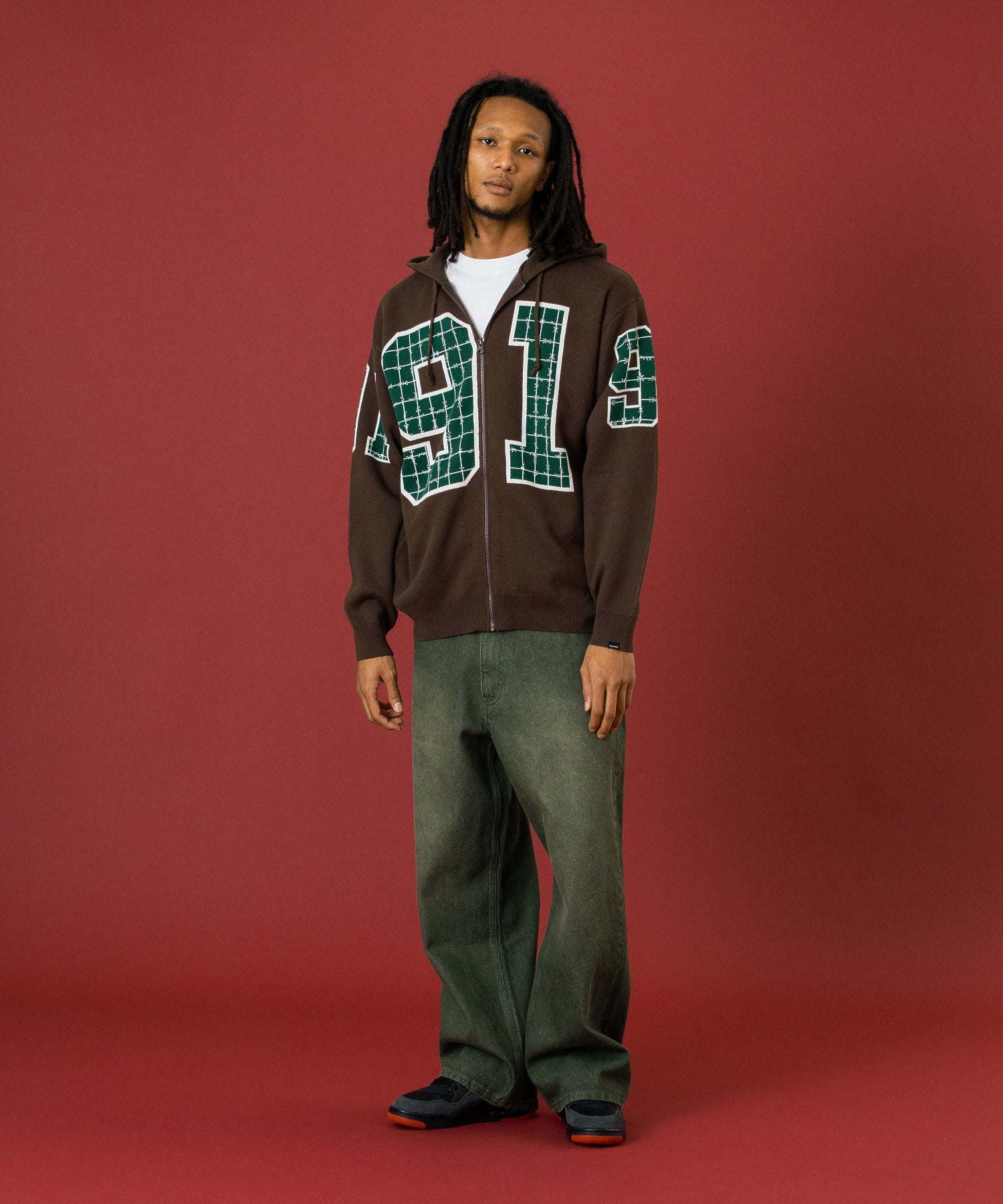 JACQUARD BARBED WIRE ZIP KNIT