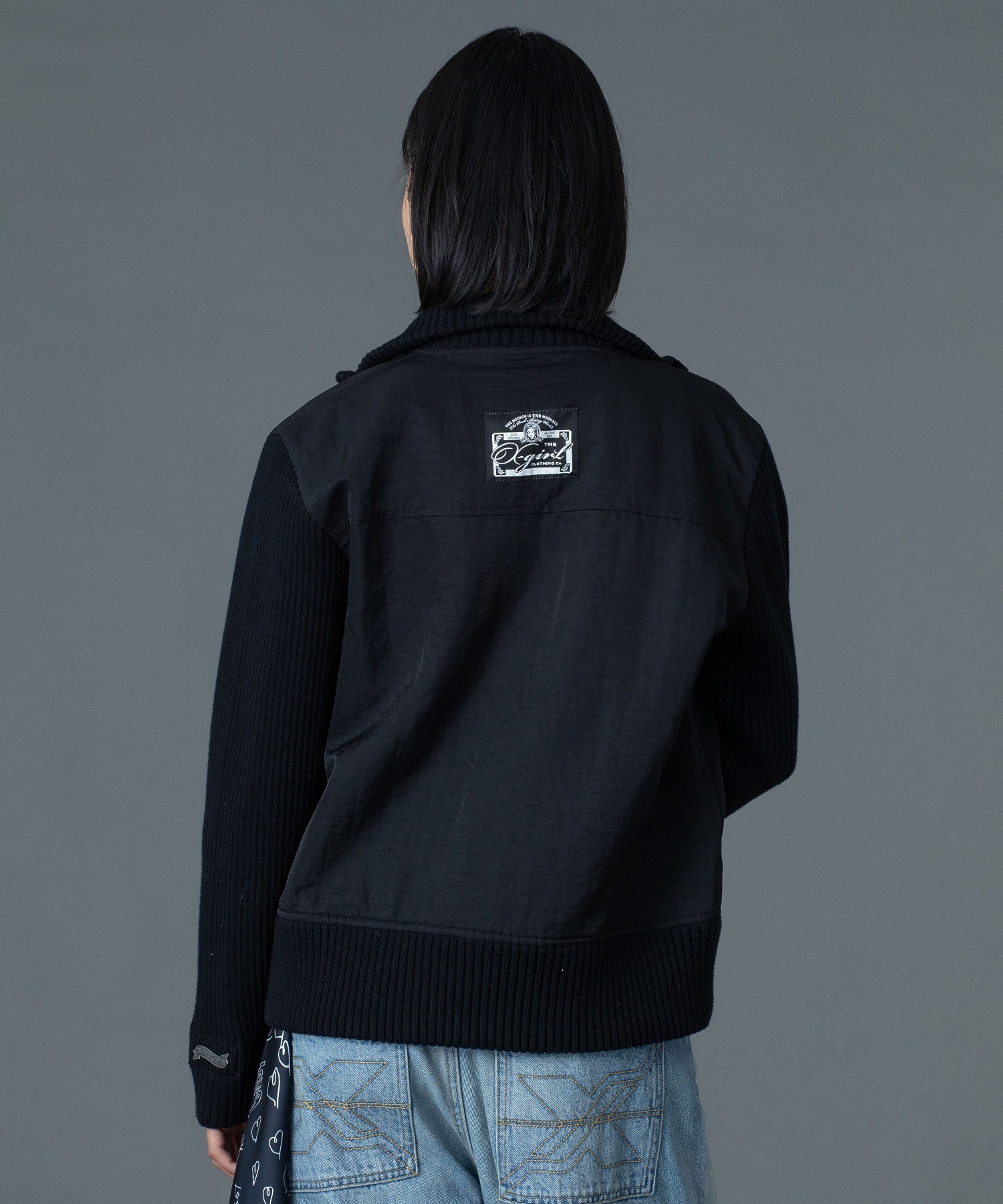 RIBBED SLEEVE WOVEN JACKET