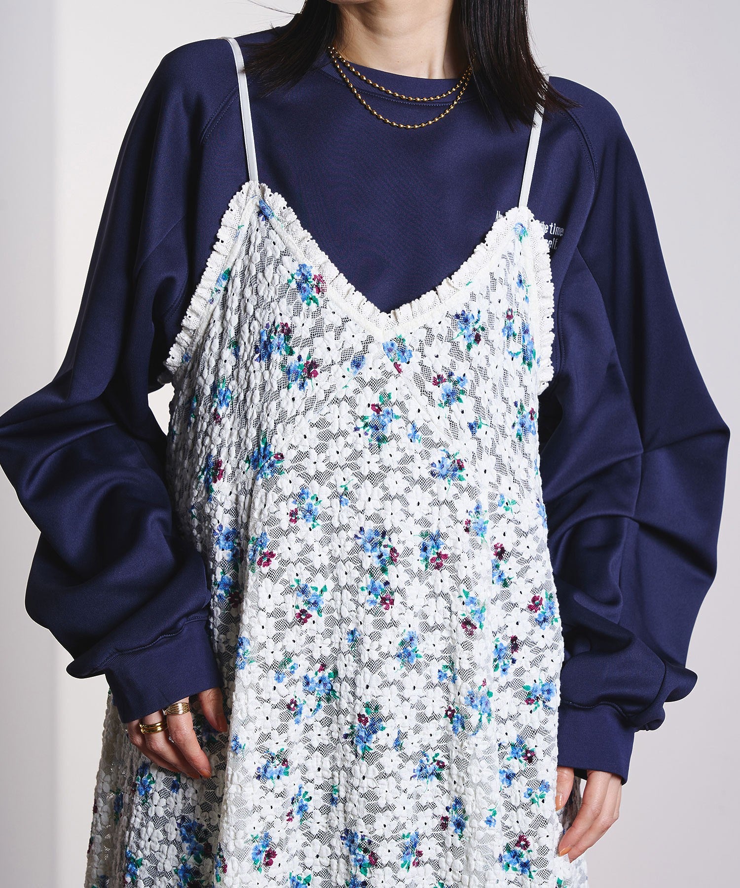 CREOLME/FLORAL LACE CAMISOLE DRESS