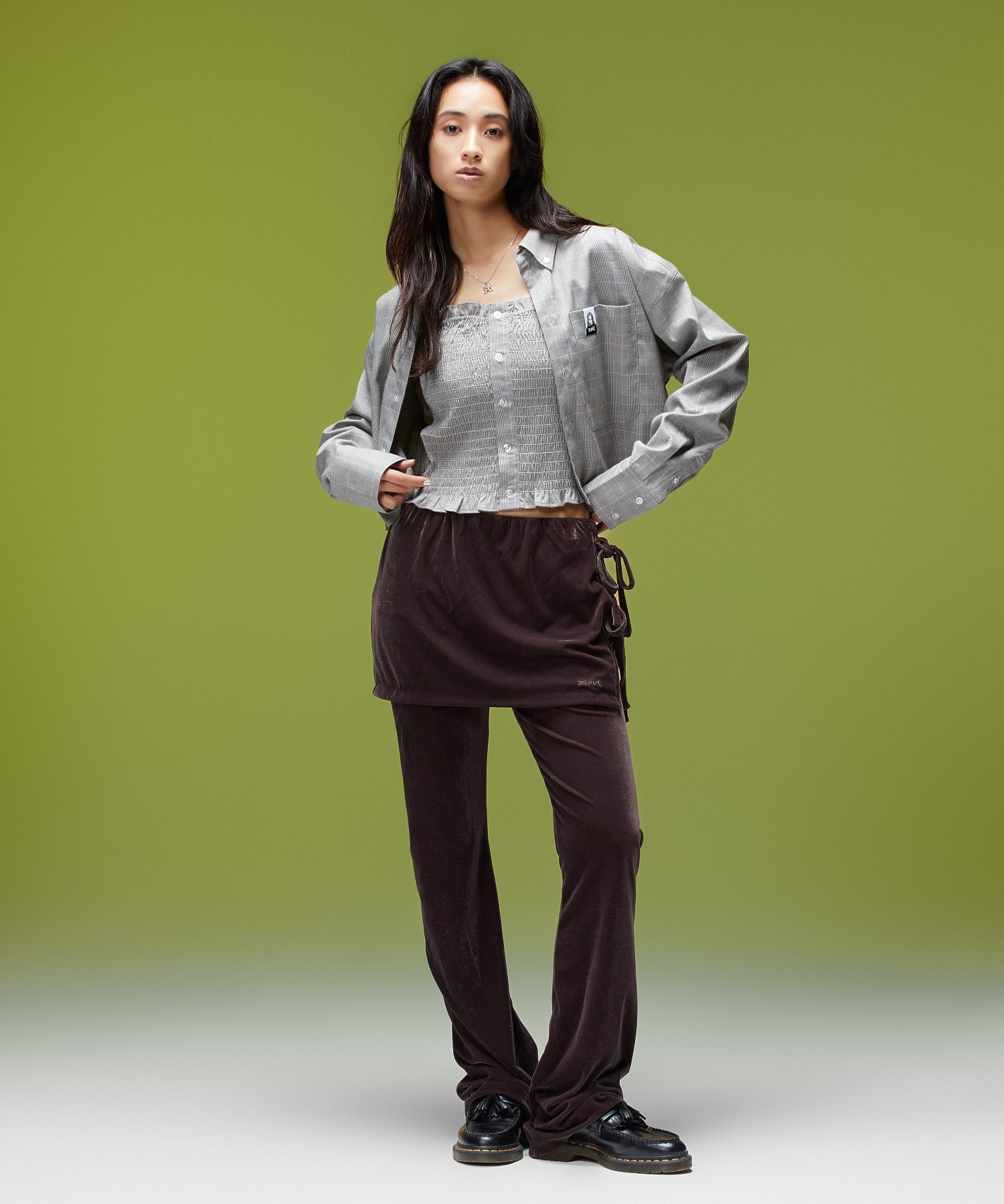 LAYERED STYLE VELOUR PANTS