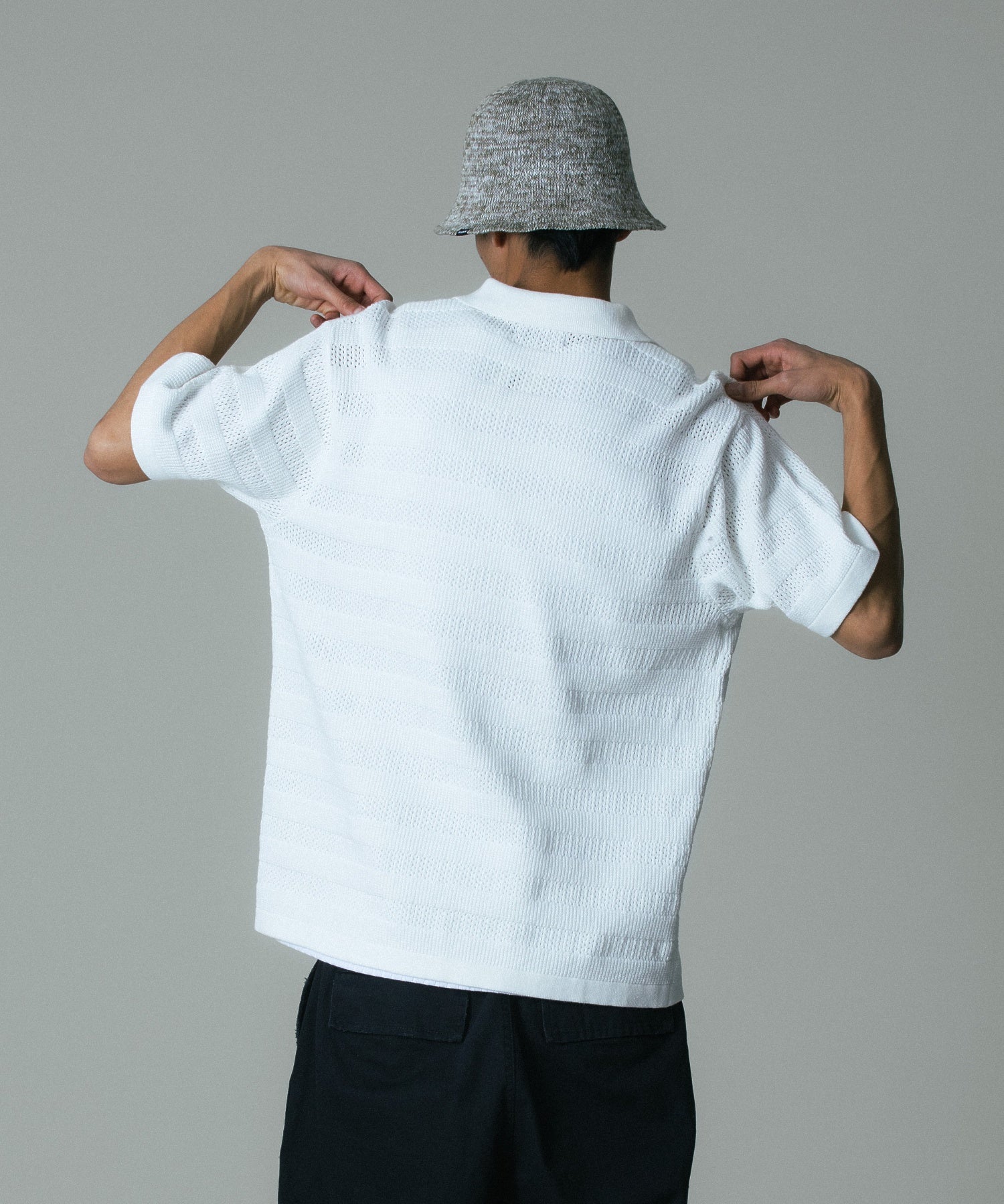 STRIPED KNIT POLO SHIRT