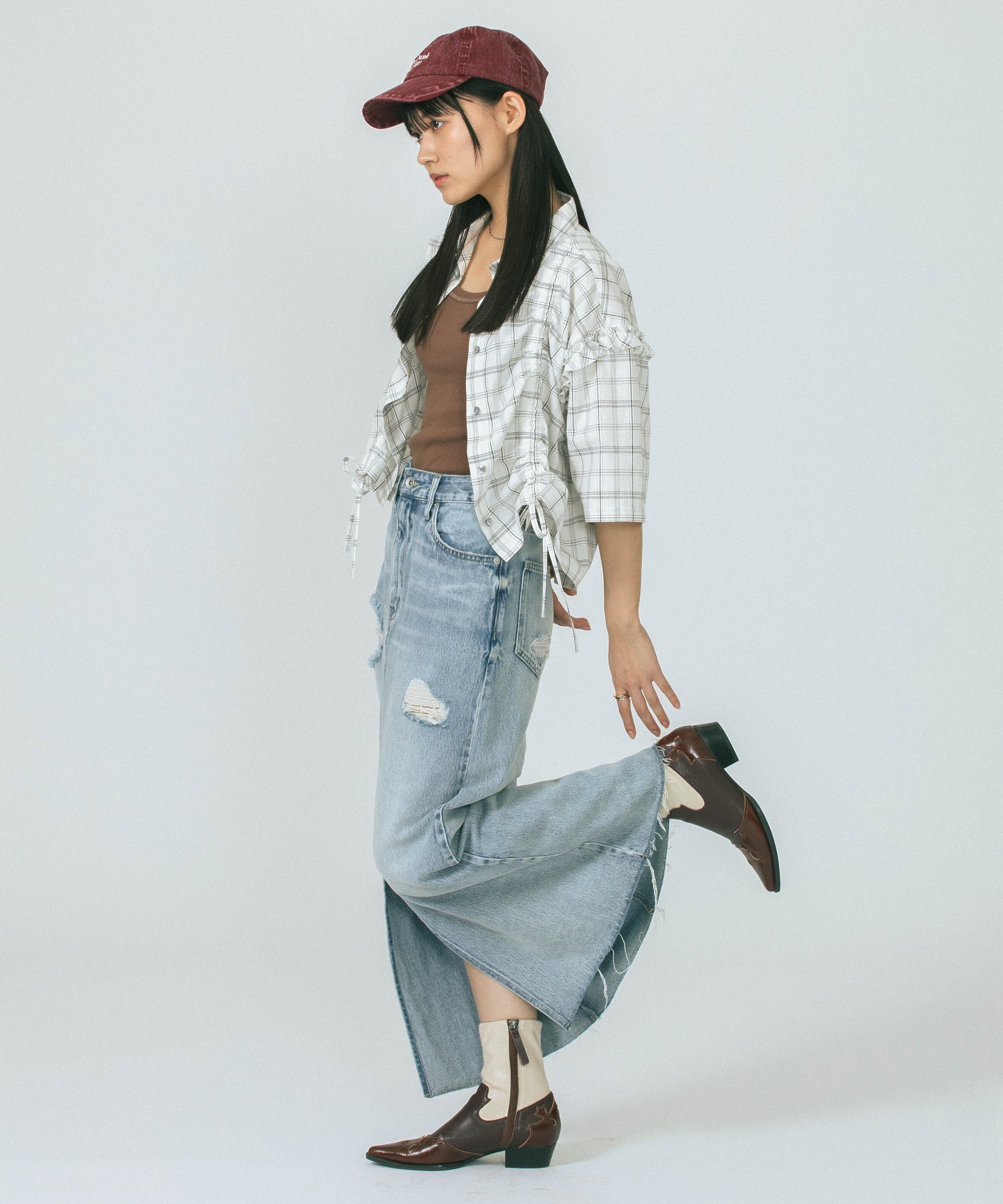 DAMEGE DENIM SKIRT