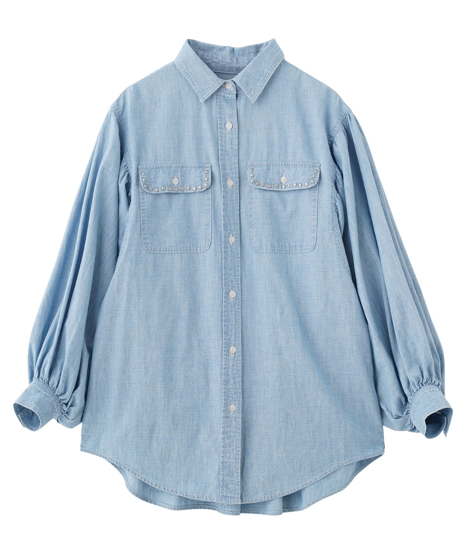 GENE HEAVENS/VOLUME SLEEVE DENIM SHIRT WITH STUDS