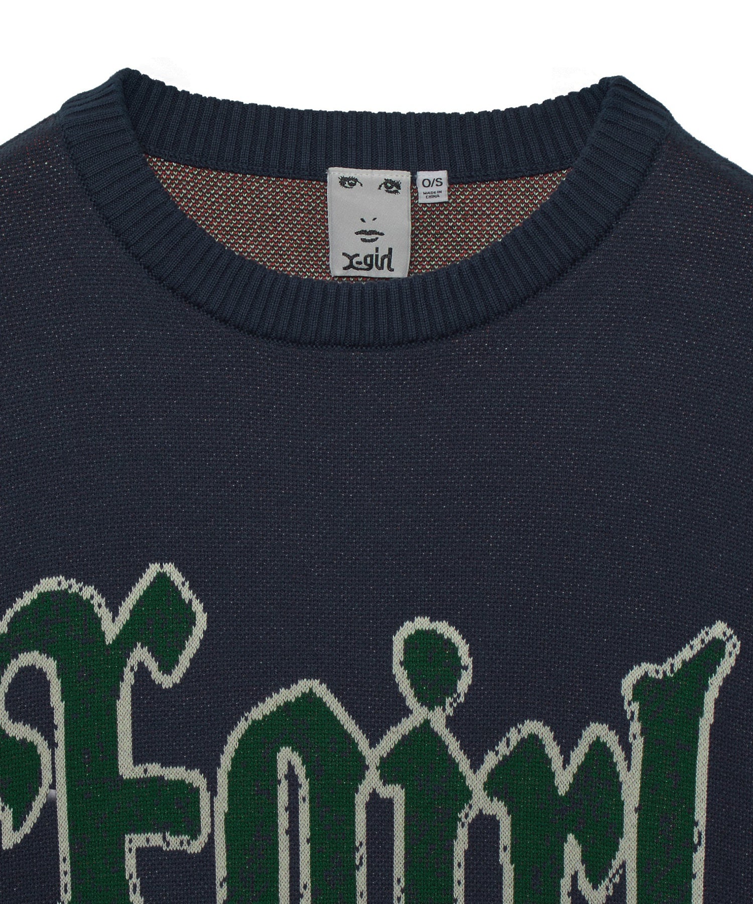 SCRATCHED LOGO JACQUARD KNIT TOP