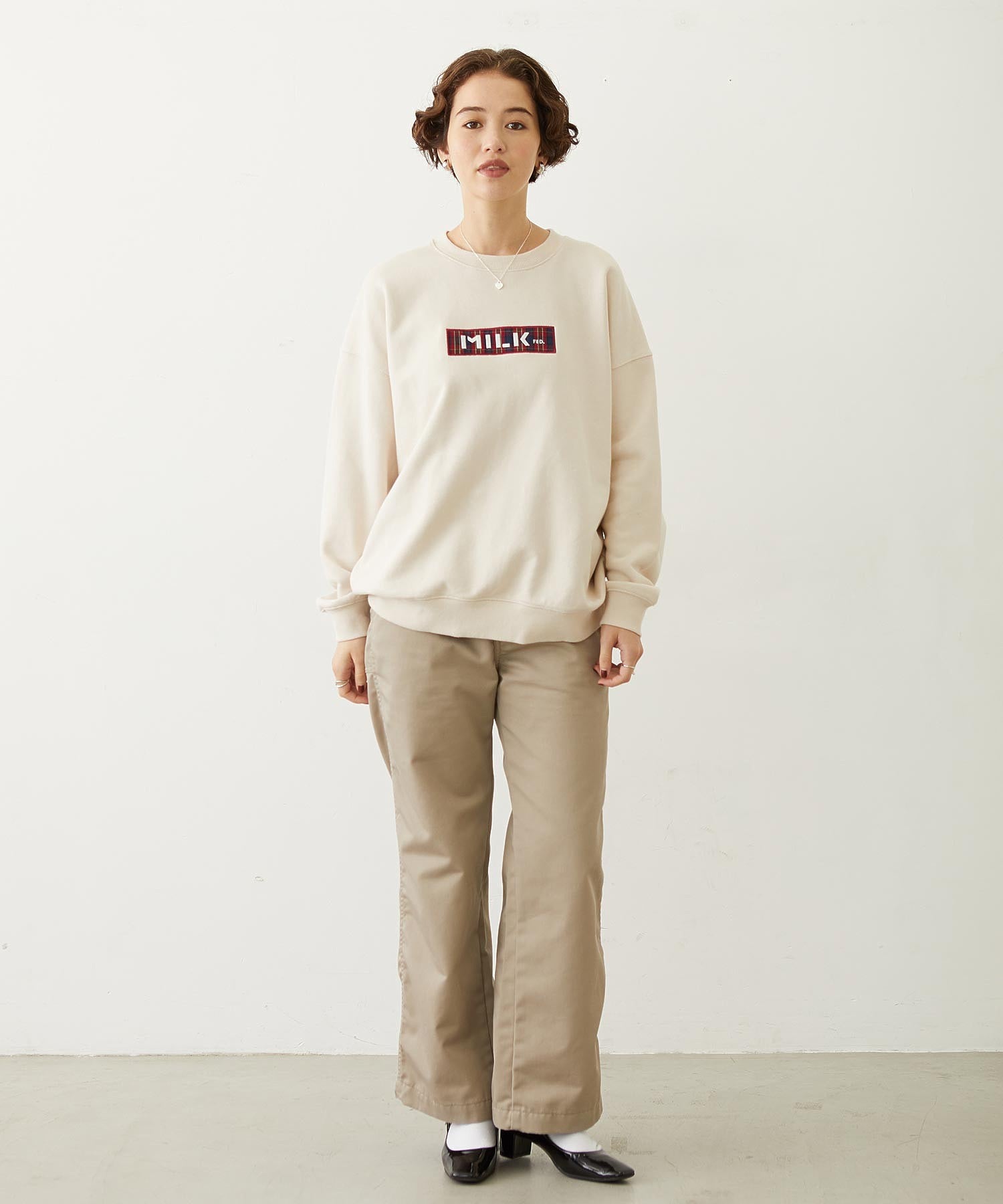 CHECKERED BAR LOGO SWEAT TOP