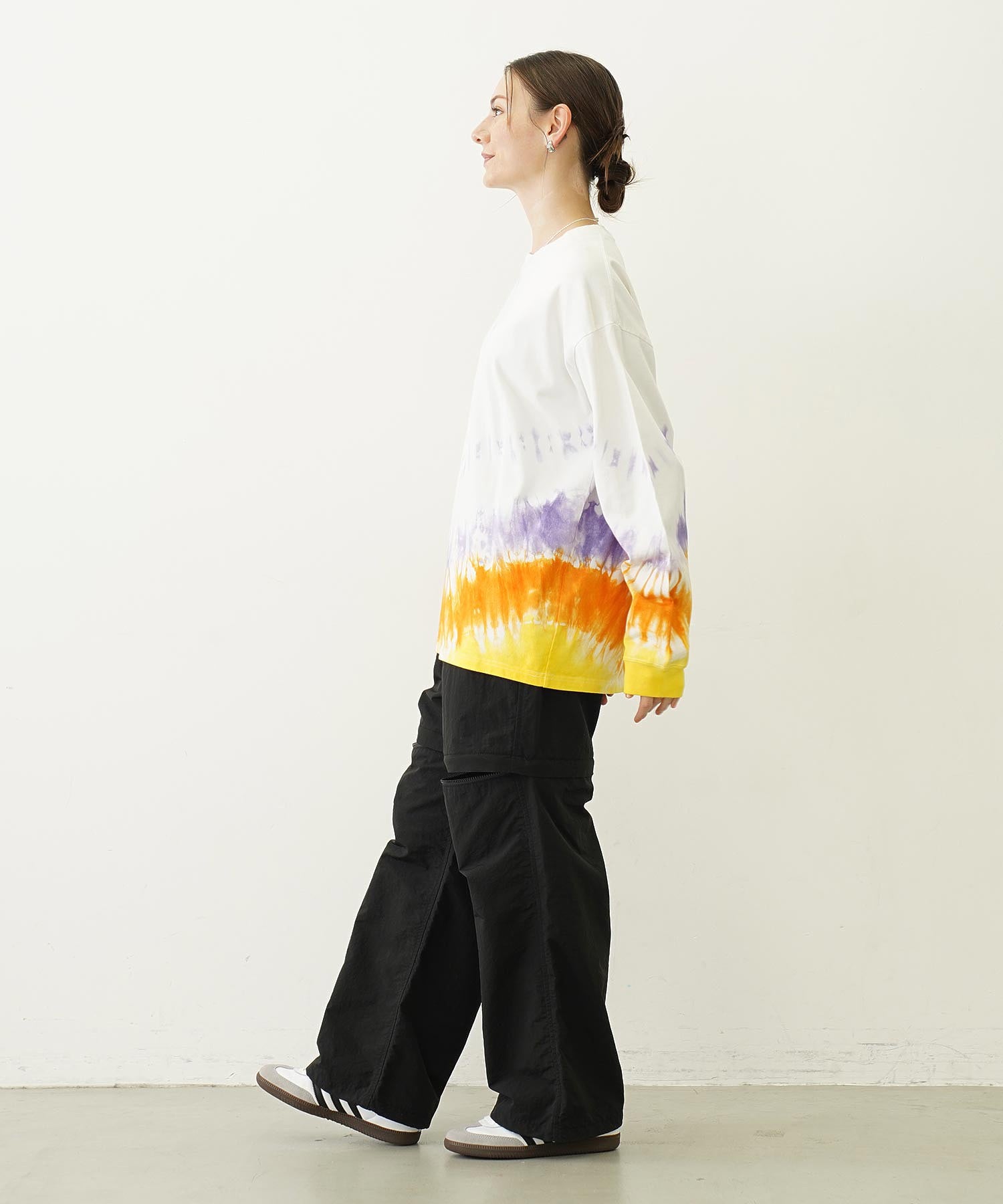 TIE DYED JAGGED PATTERN L/S TEE