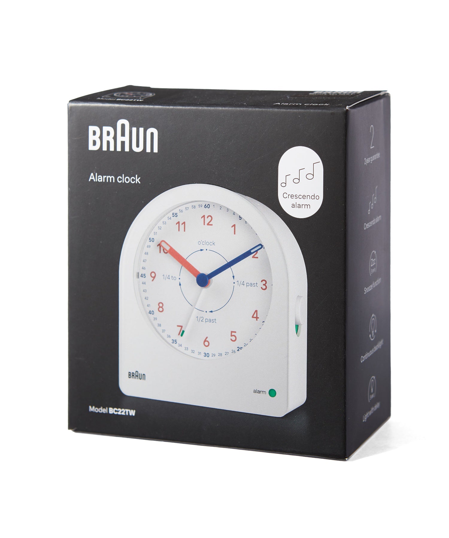 BRAUN Time Teacher ALARM CLOCK BC22TW（ブラウン タイムティーチャー アナログアラーム置き時計 ホワイト×オレンジ）