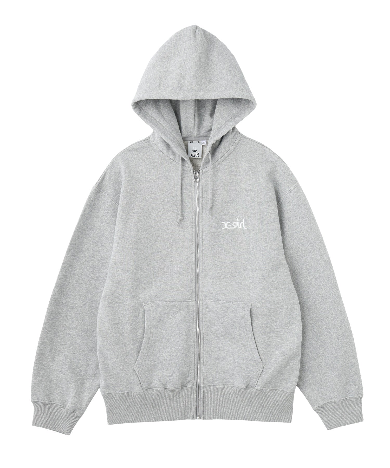 FACE IN CIRCLE LOGO PATCH ZIP UP SWEAT HOODIE
