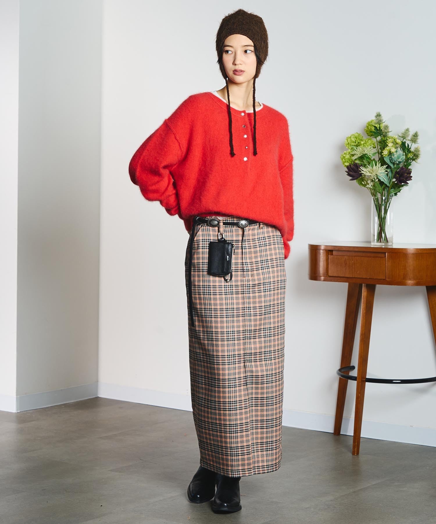CREOLME/CHECK PENCIL SKIRT