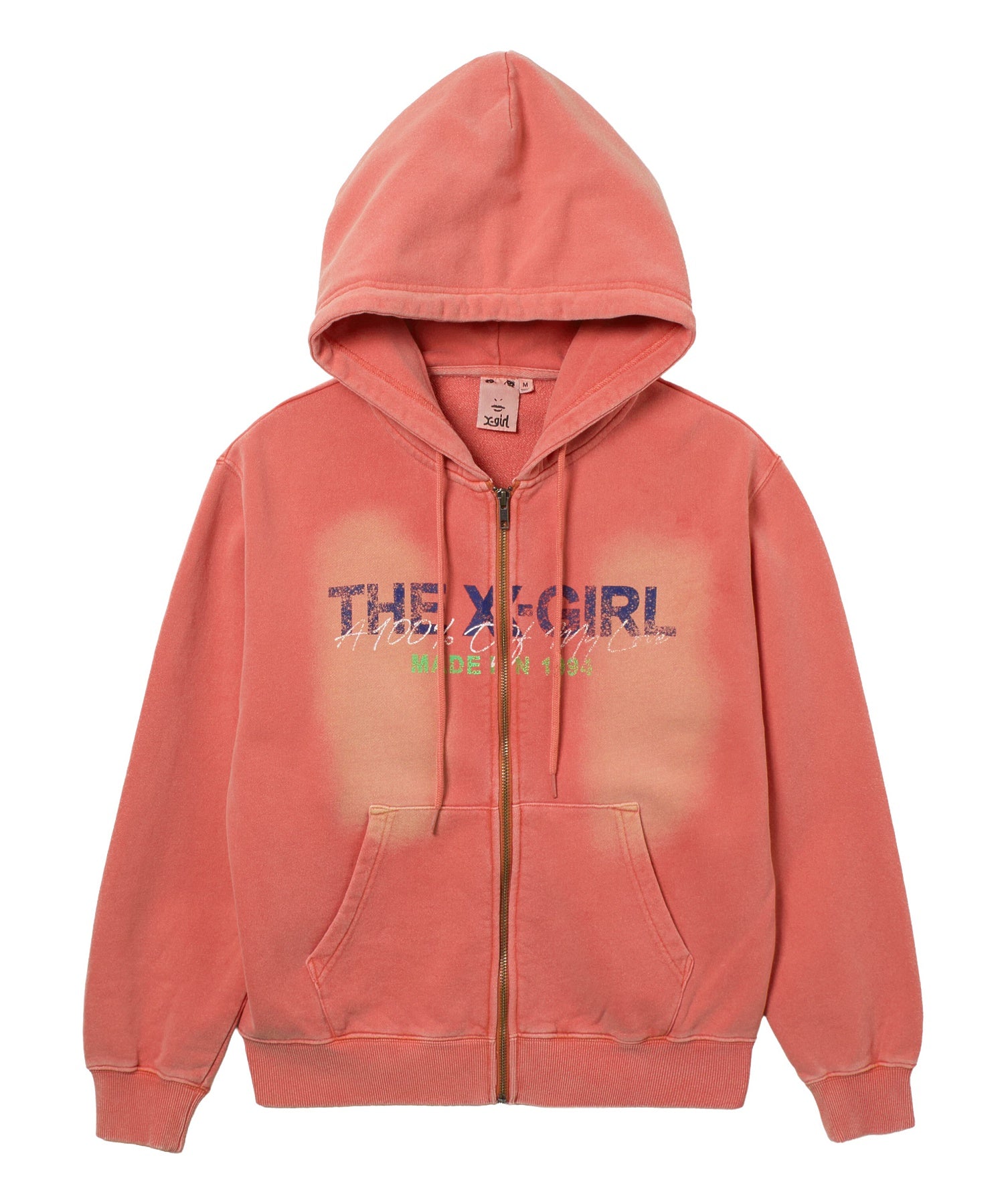 FADED LOGO PRINT ZIP UP SWEAT HOODIE