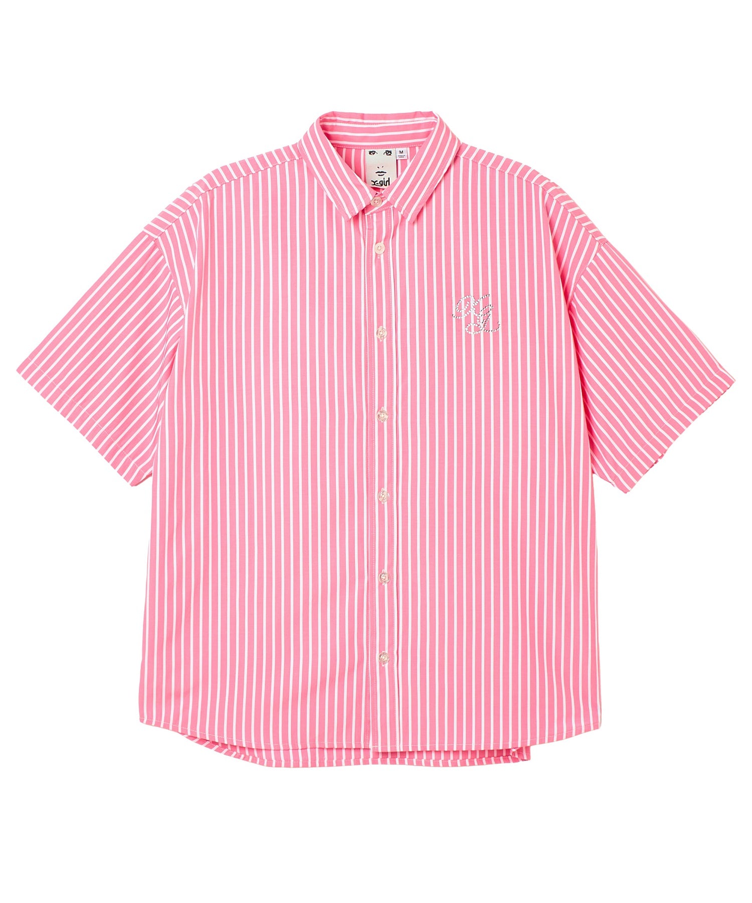 STRIPED RHINESTONE S/S SHIRT