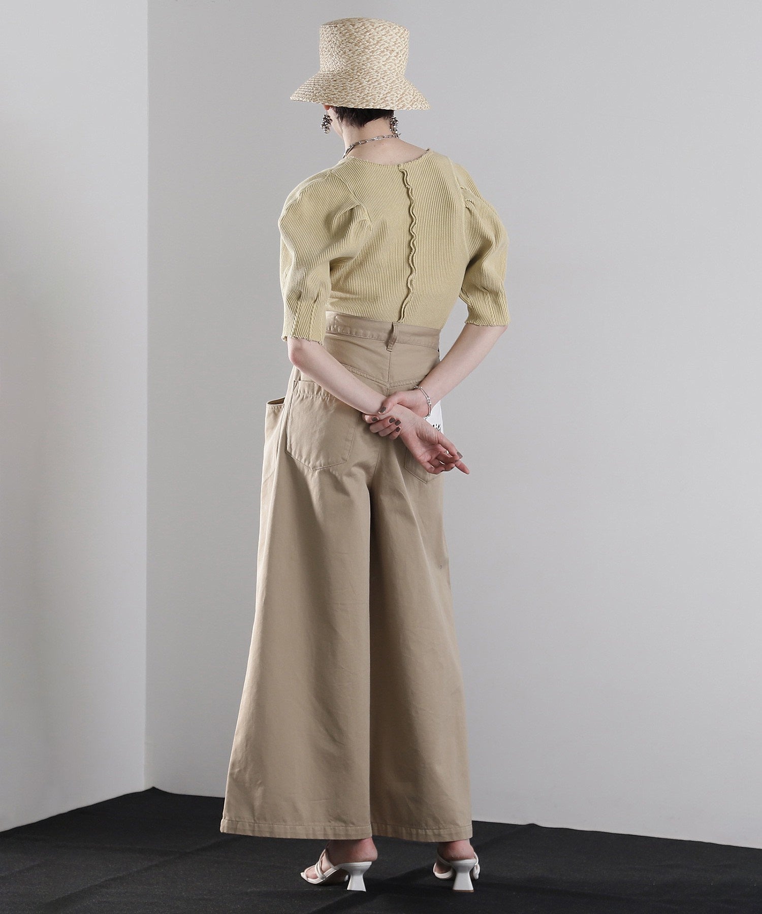 mici/ボリュームスリーブワッフルトップス