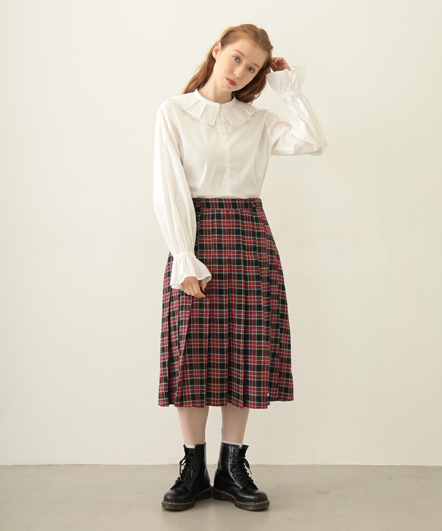 PLEATED PLAID SKIRT