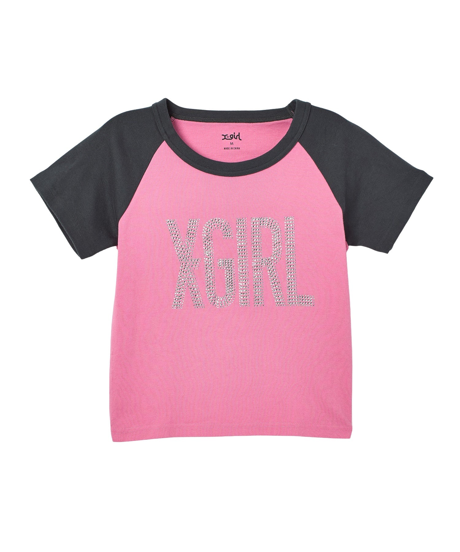 RHINESTONE VERTICAL LOGO RAGLAN S/S BABY TEE