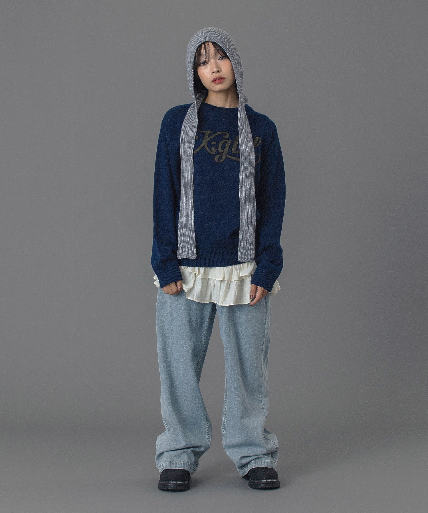 LETTERING LOGO JACQUARD KNIT TOP