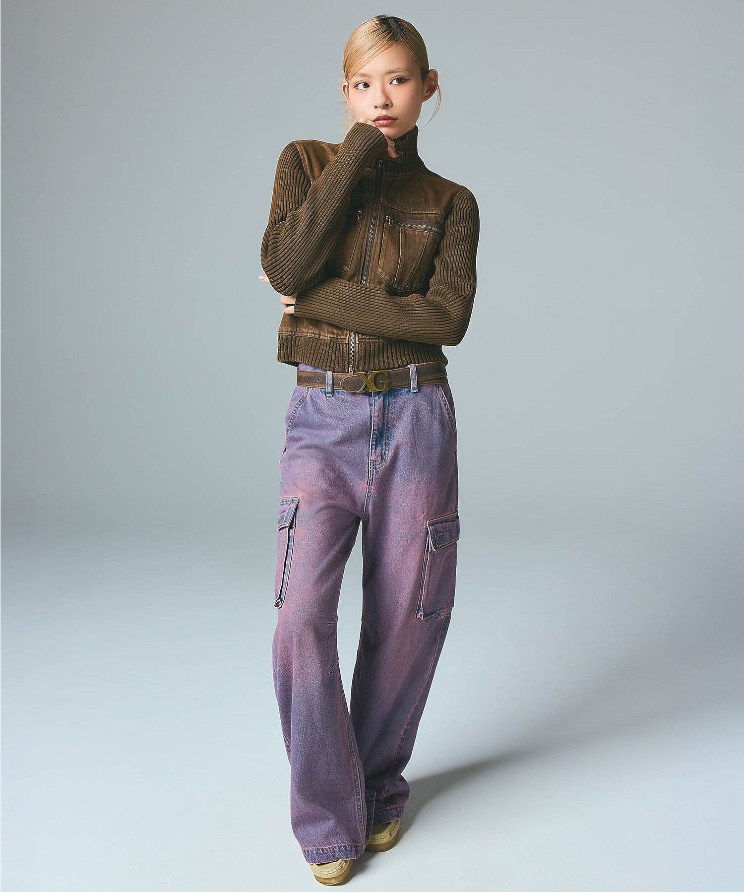 CURSIVE LOGO DENIM CARGO PANTS