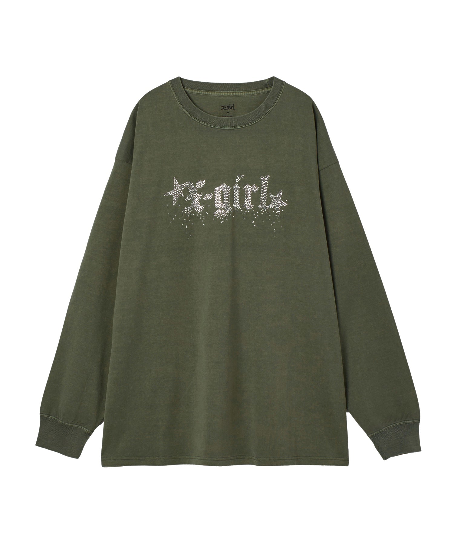 FADED RHINESTONE STARDUST LOGO L/S BIG TEE DRESS