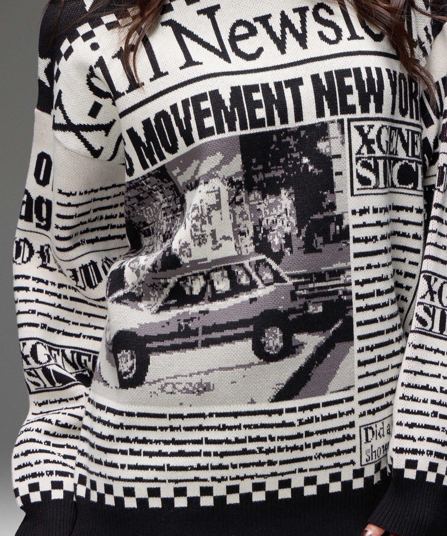 X-girl NEWS LETTER JACQUARD KNIT TOP