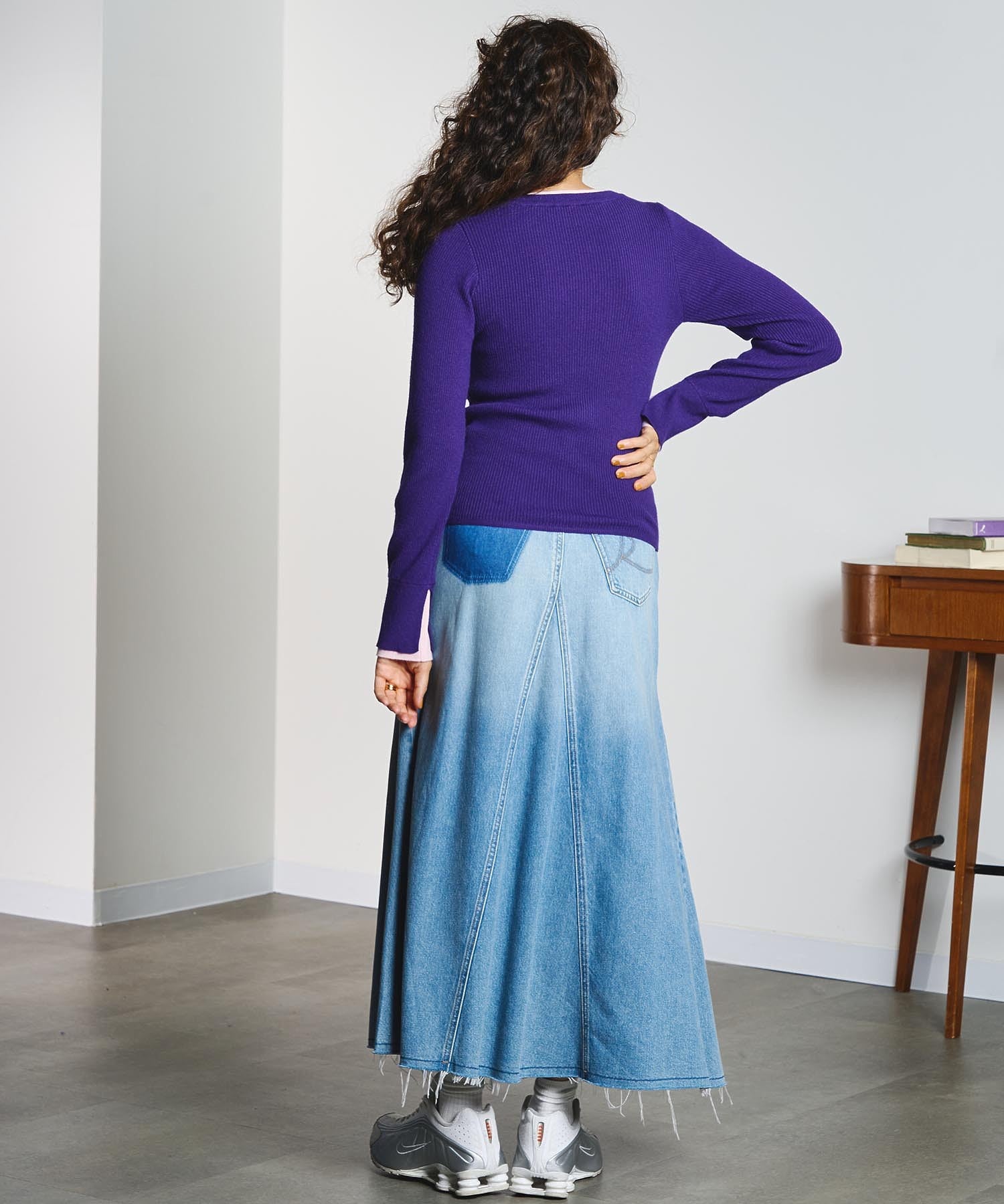 PANEL DENIM LONG SKIRT
