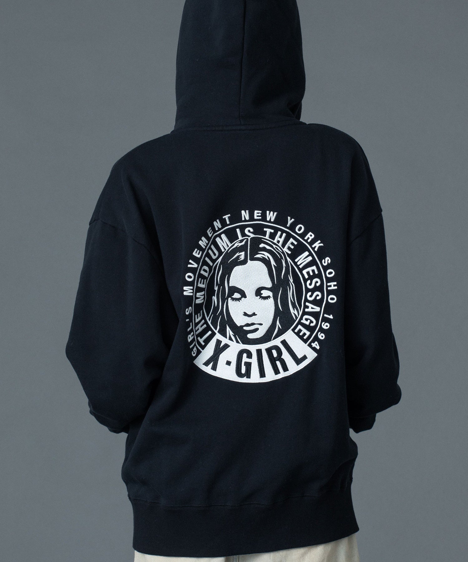 CIRCLE MESSAGE AND FACE ZIP UP SWEAT HOODIE