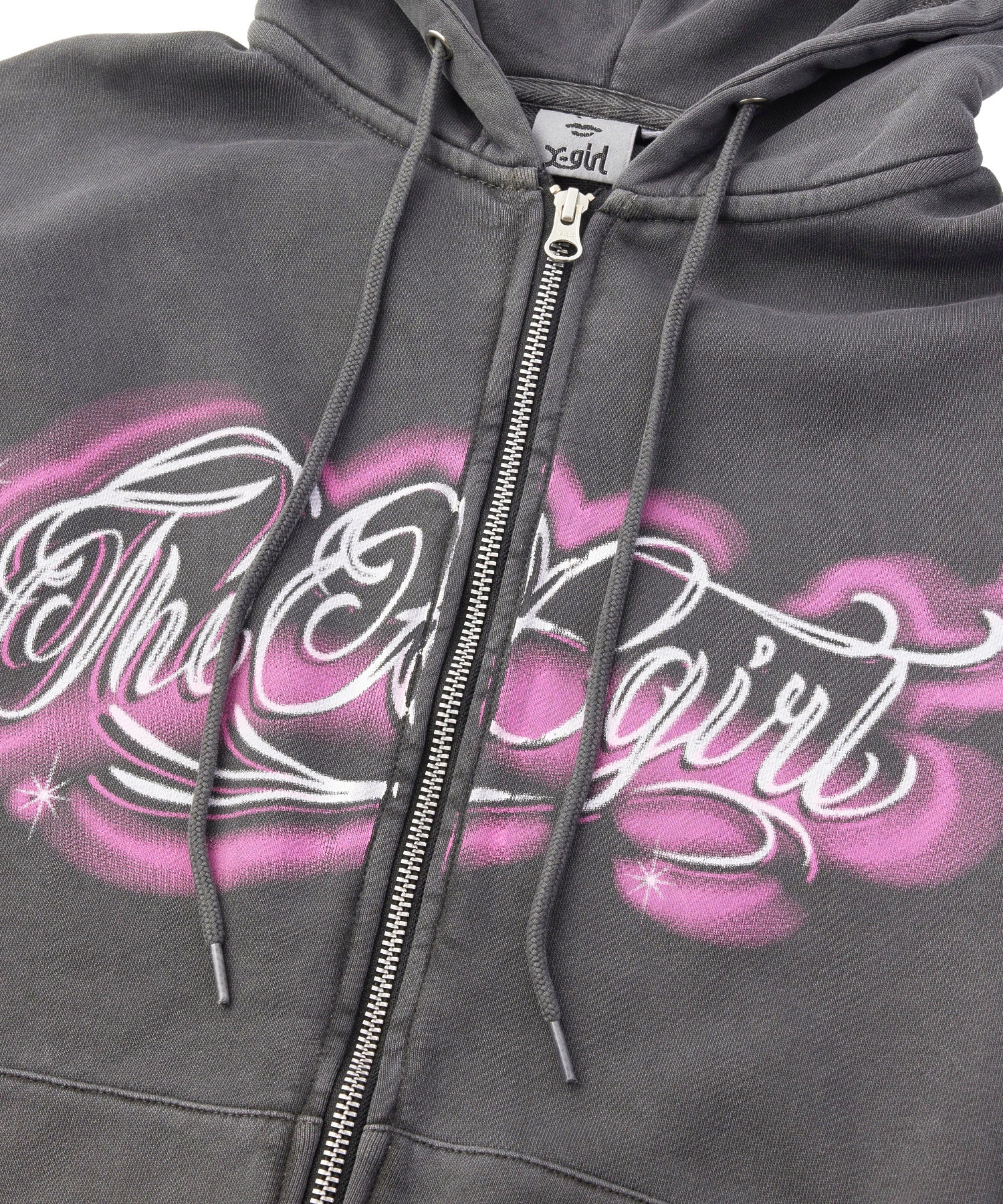 LETTERING SPRAY LOGO ZIP UP SWEAT HOODIE