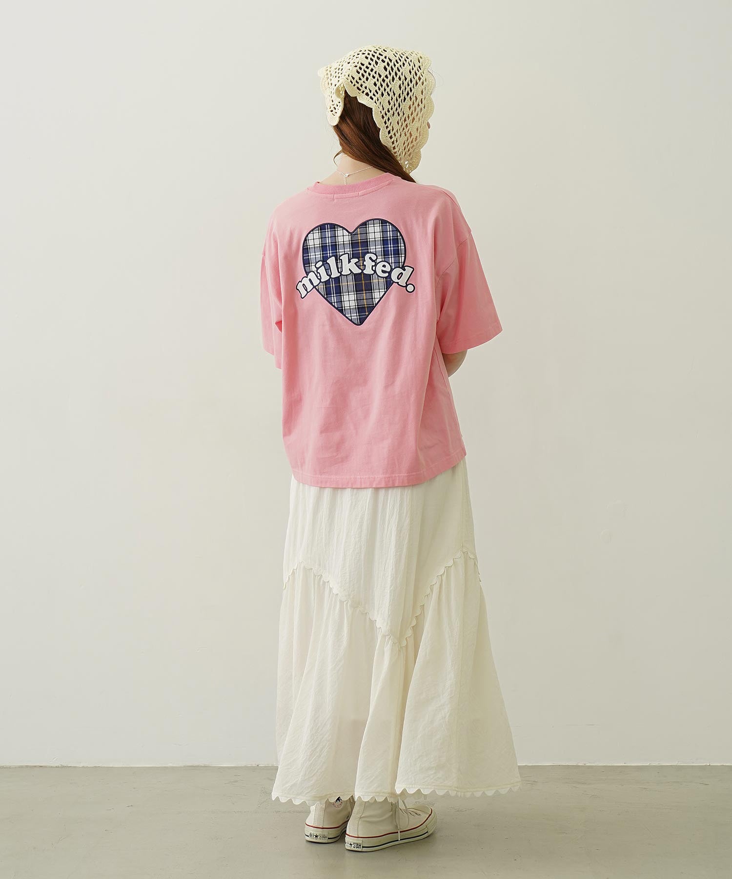 PLAID HEART WIDE S/S TEE