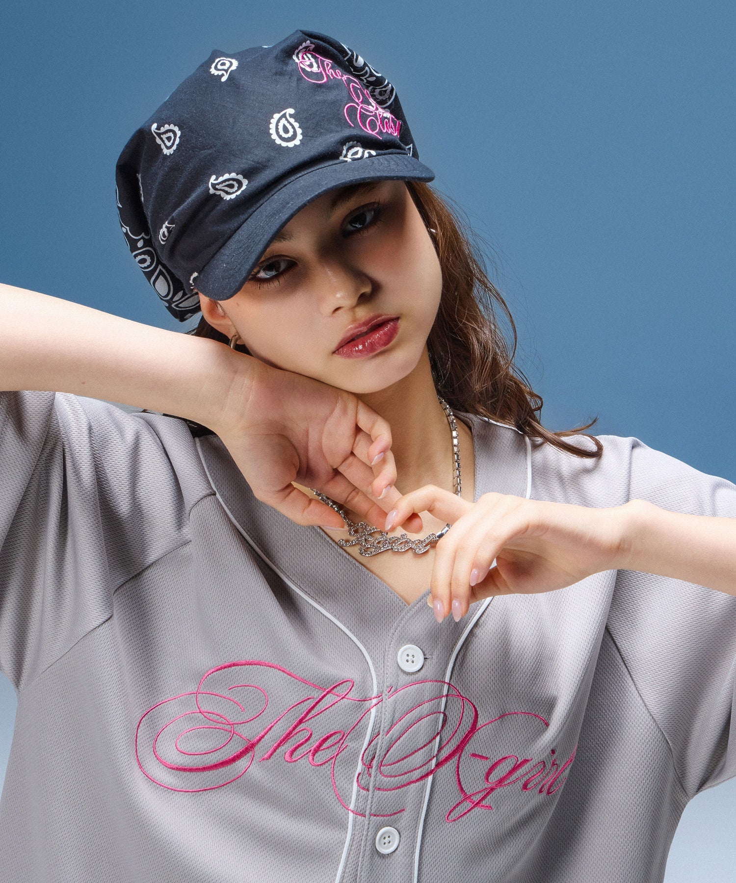 RHINESTONE CURSIVE LOGO NECKLACE