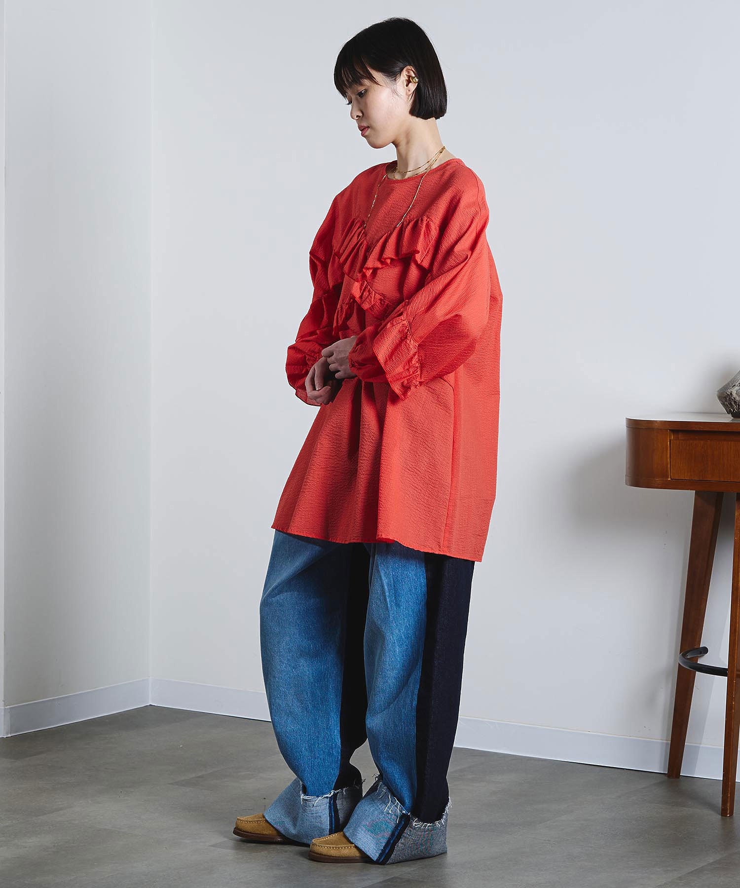 mici/RUFFLE TUNIC BLOUSE