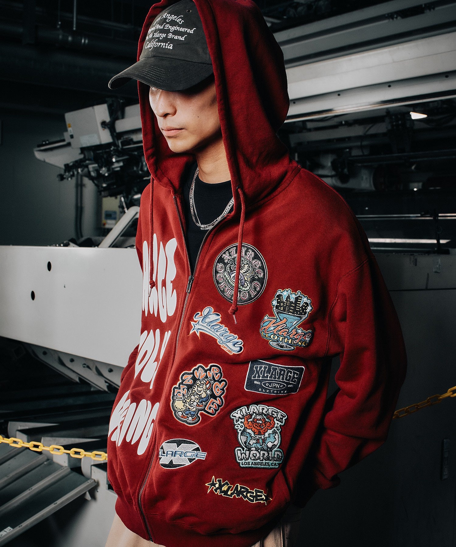 MULTI LOGO ZIP UP HOODED SWEATSHIRT