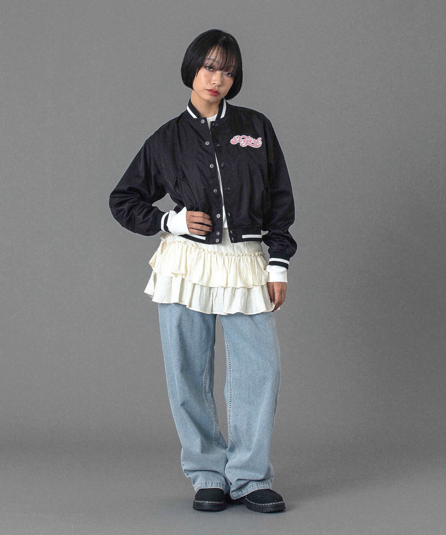 CHEERFUL LOGO VARSITY JACKET