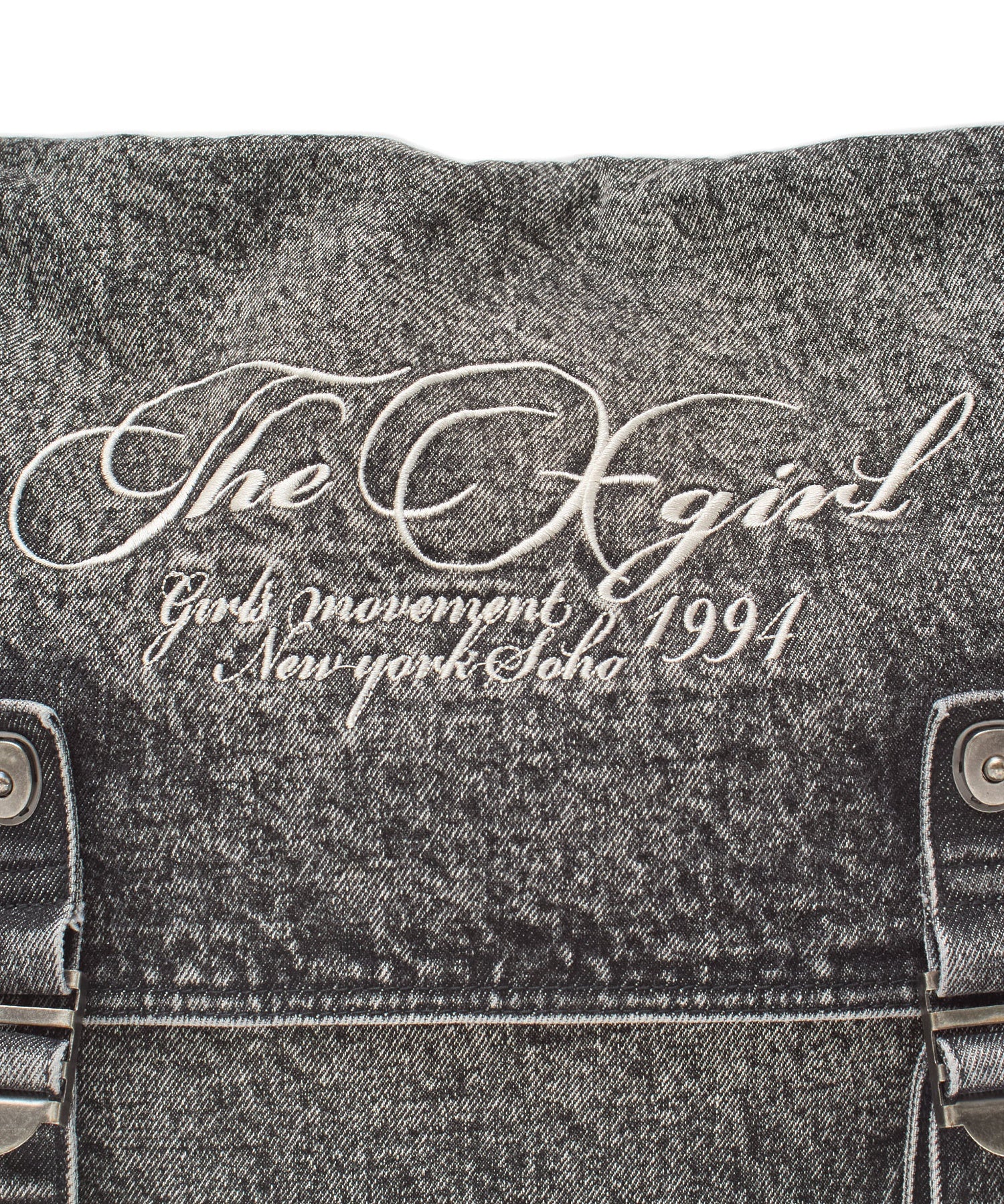 SCRIPT LOGO DENIM SHOULDER BAG