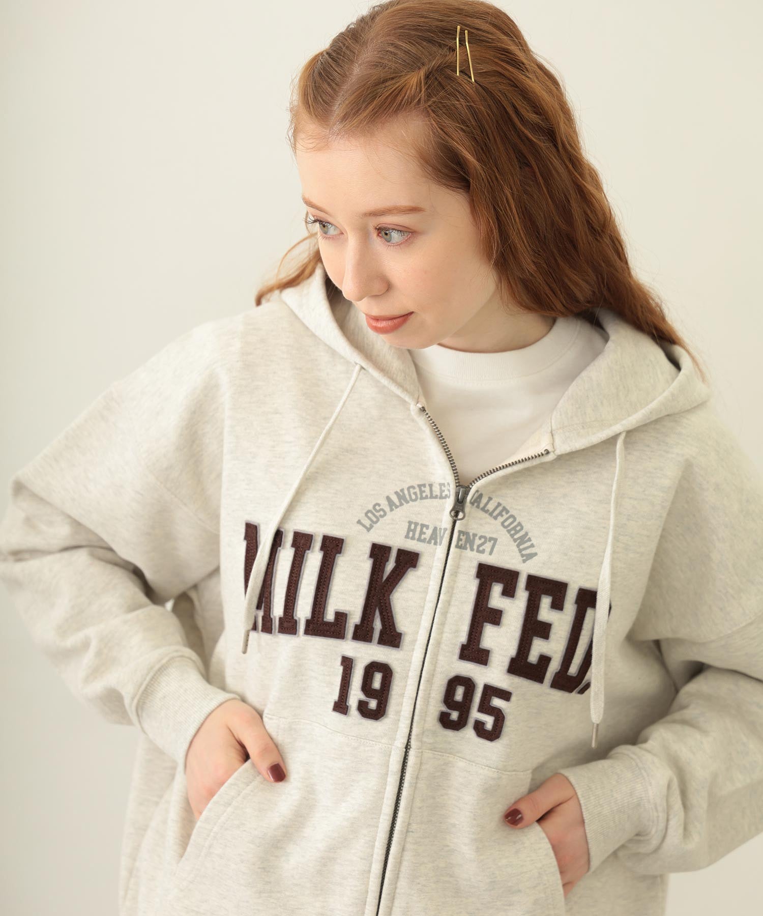 COLLEGE PATCH ZIP UP HOODIE