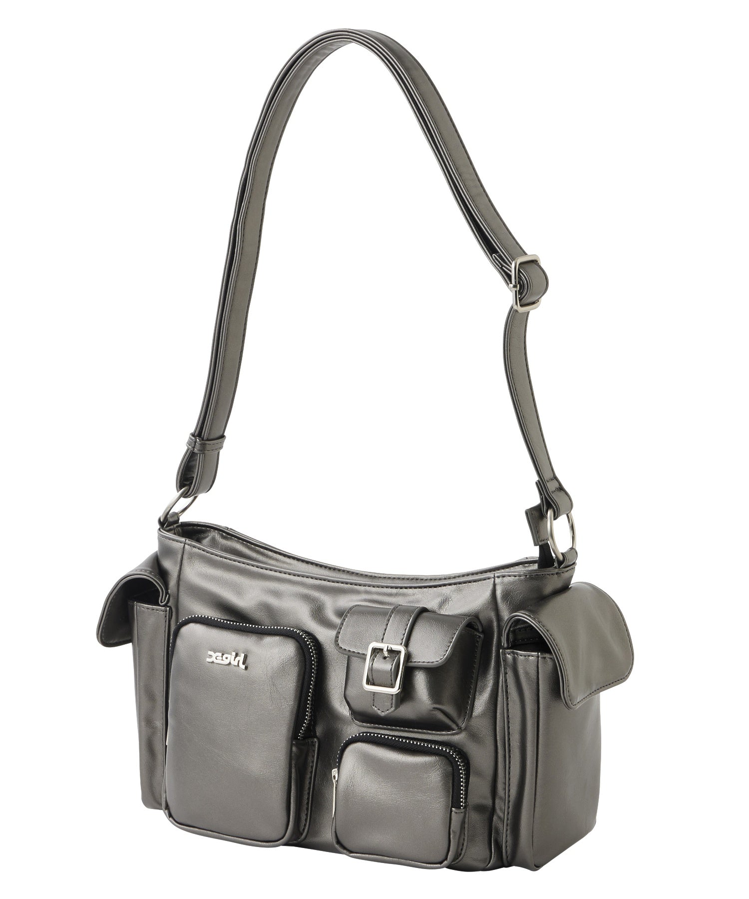 MULTI POCKET FAUX LEATHER HAND BAG