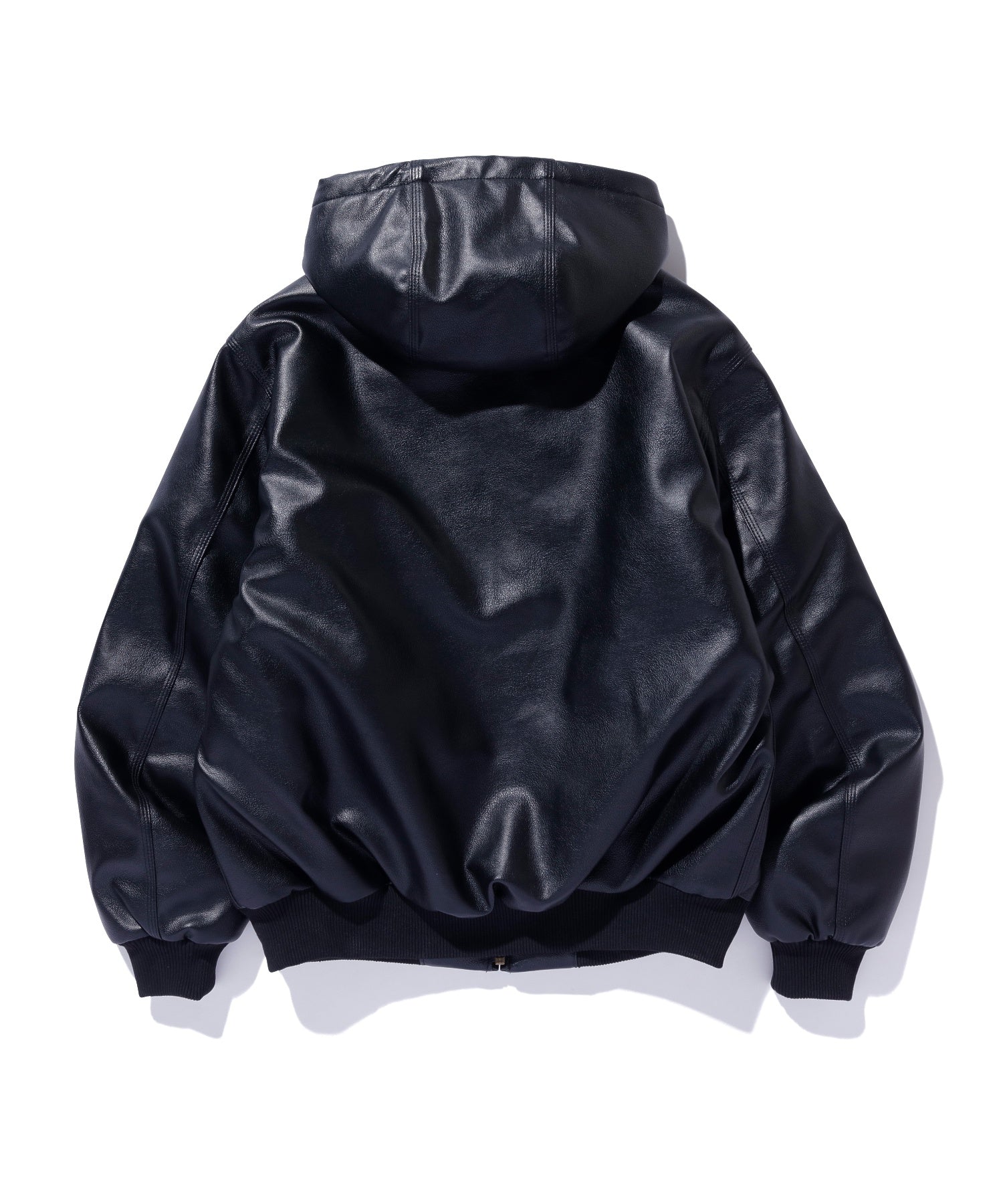 FAUX LEATHER HOODED WORK JACKET