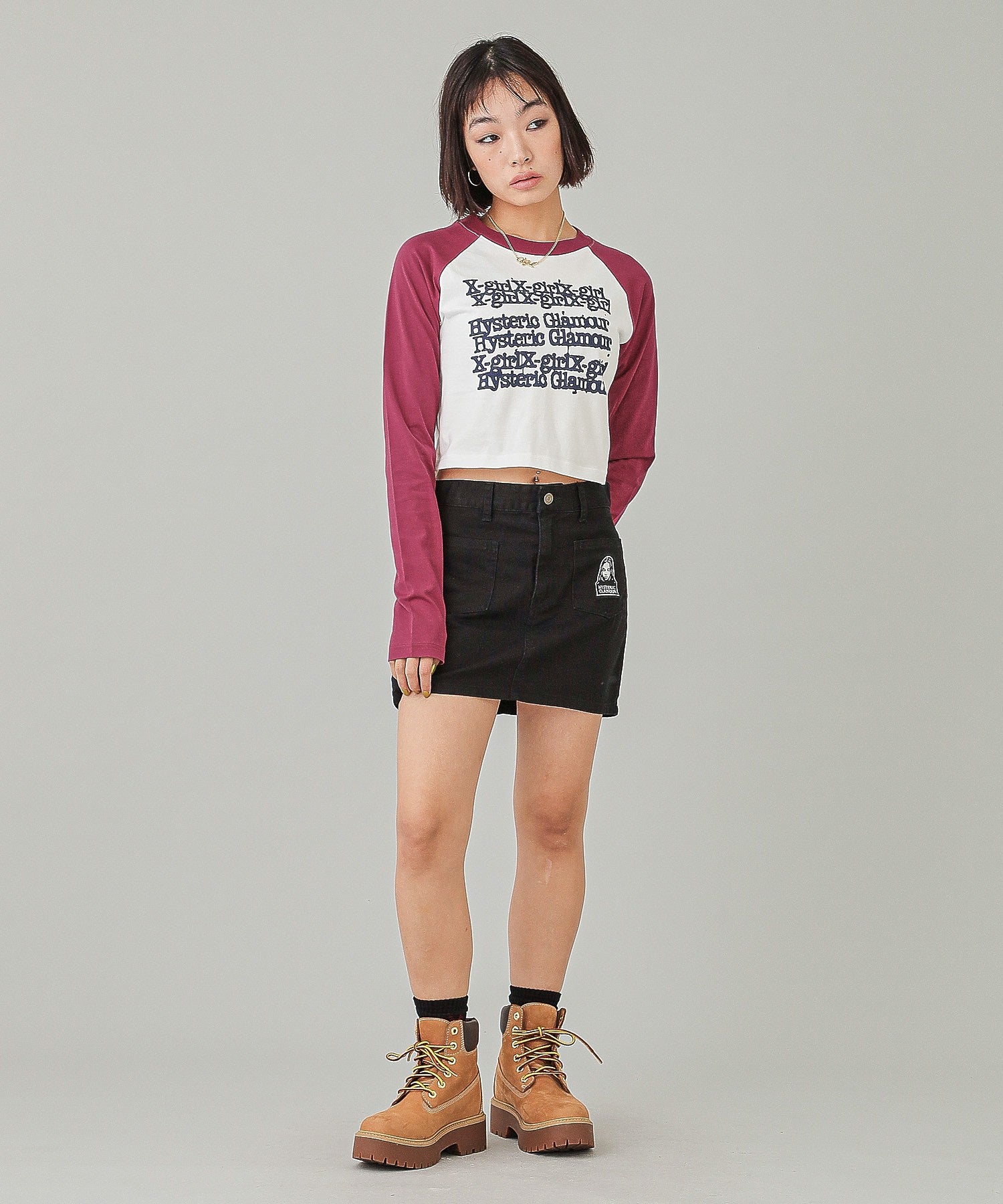 X-girl x HYSTERIC GLAMOUR L/S RAGLAN COMPACT TOP