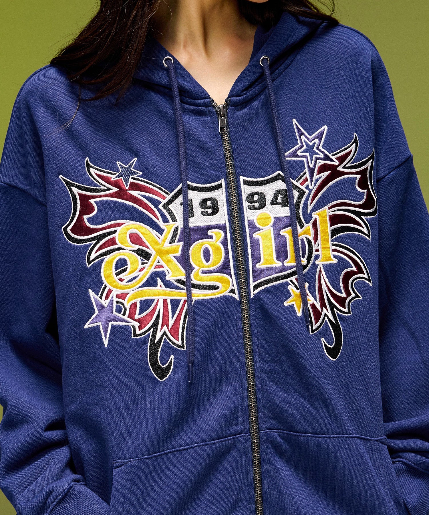 BUTTERFLY EMBLEM ZIP UP SWEAT HOODIE