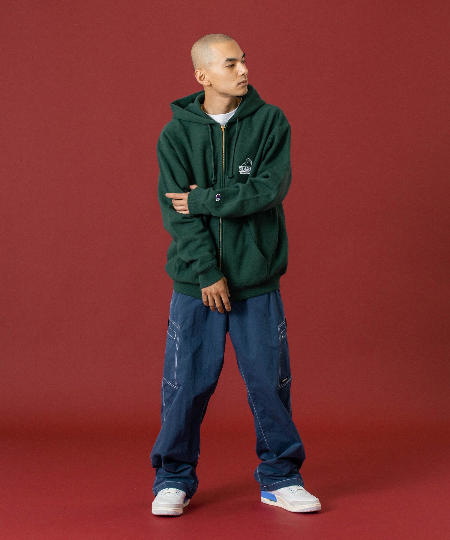 XLARGE×Champion REVERSE WEAVE ZIP UP HOODED SWEATSHIRT