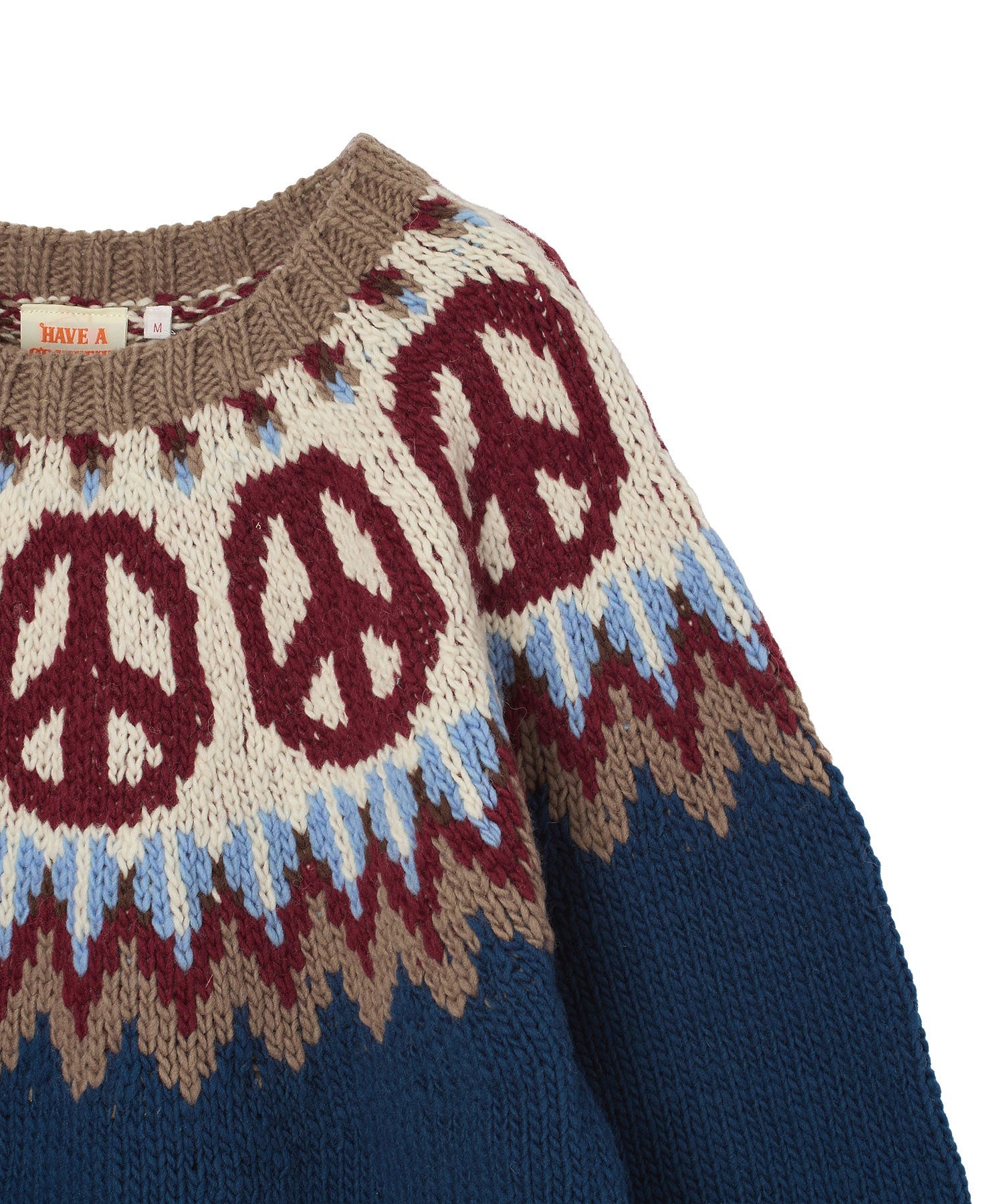 HAVE A GRATEFUL DAY/PEACE PATTERN KNIT CREW