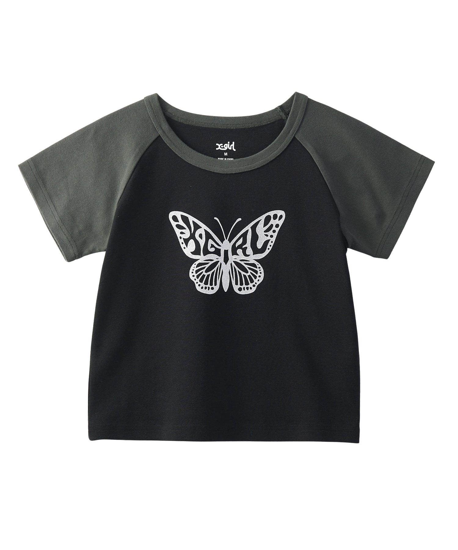 GLITTER BUTTERFLY RAGLAN S/S BABY TEE