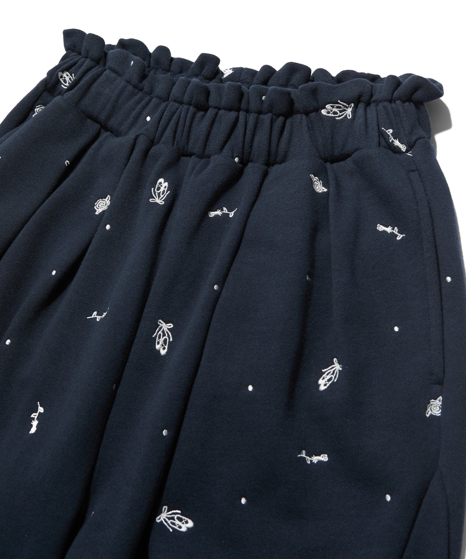 EMBROIDERED ROSE SWEAT WIDE PANTS